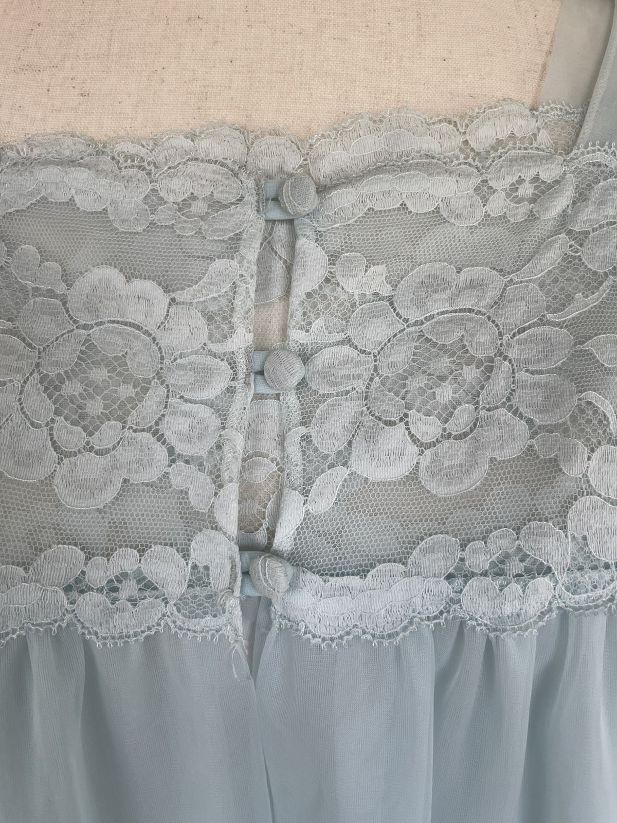 Vtg 60s Henson Kickernick Peignoir Set Medium Light Blue Chiffon Nightie Robe