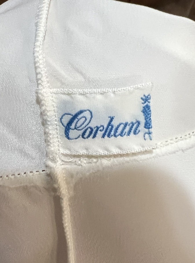 Vtg CORHAN NOUMAIR FULL SLIP WHITE NON-STRETCH RAYON-BLEND Embroidery 36