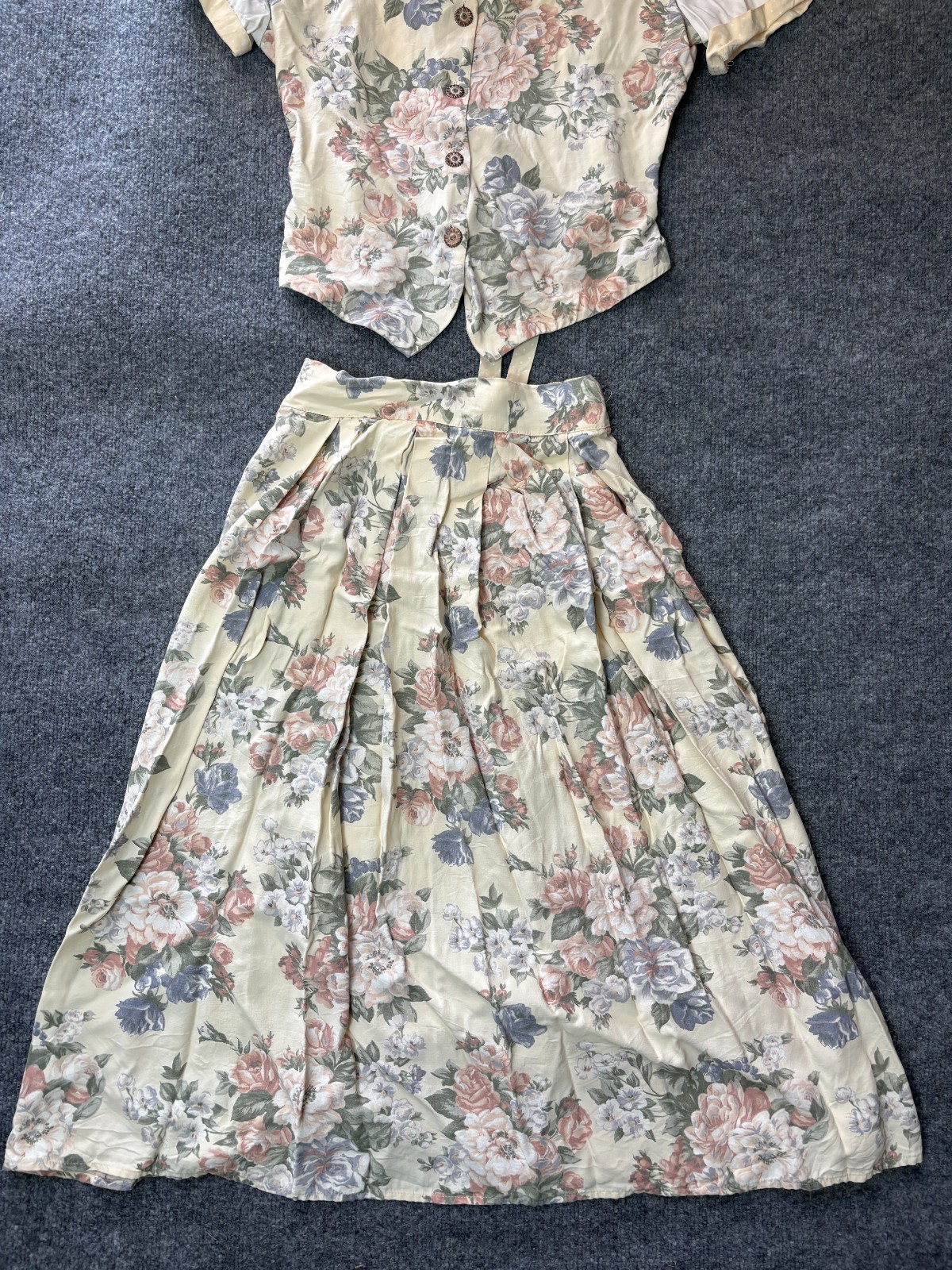 Jadyn T San Francisco Skirt Button Up Top Womens Small Floral VTG Cottage Core