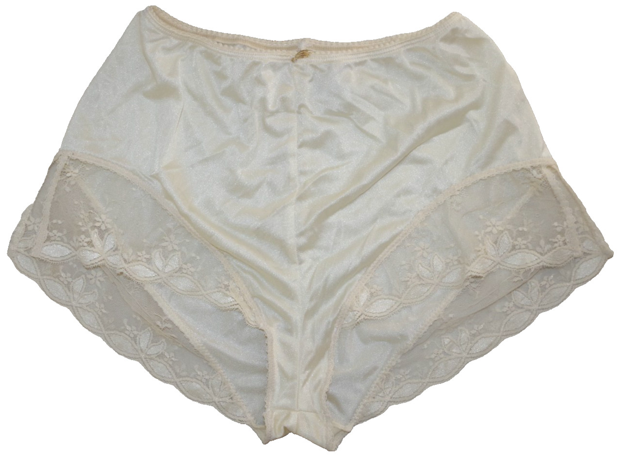 C18 NEW Grisina France VINTAGE ECRU NYLON & LACE 38 PANTIES