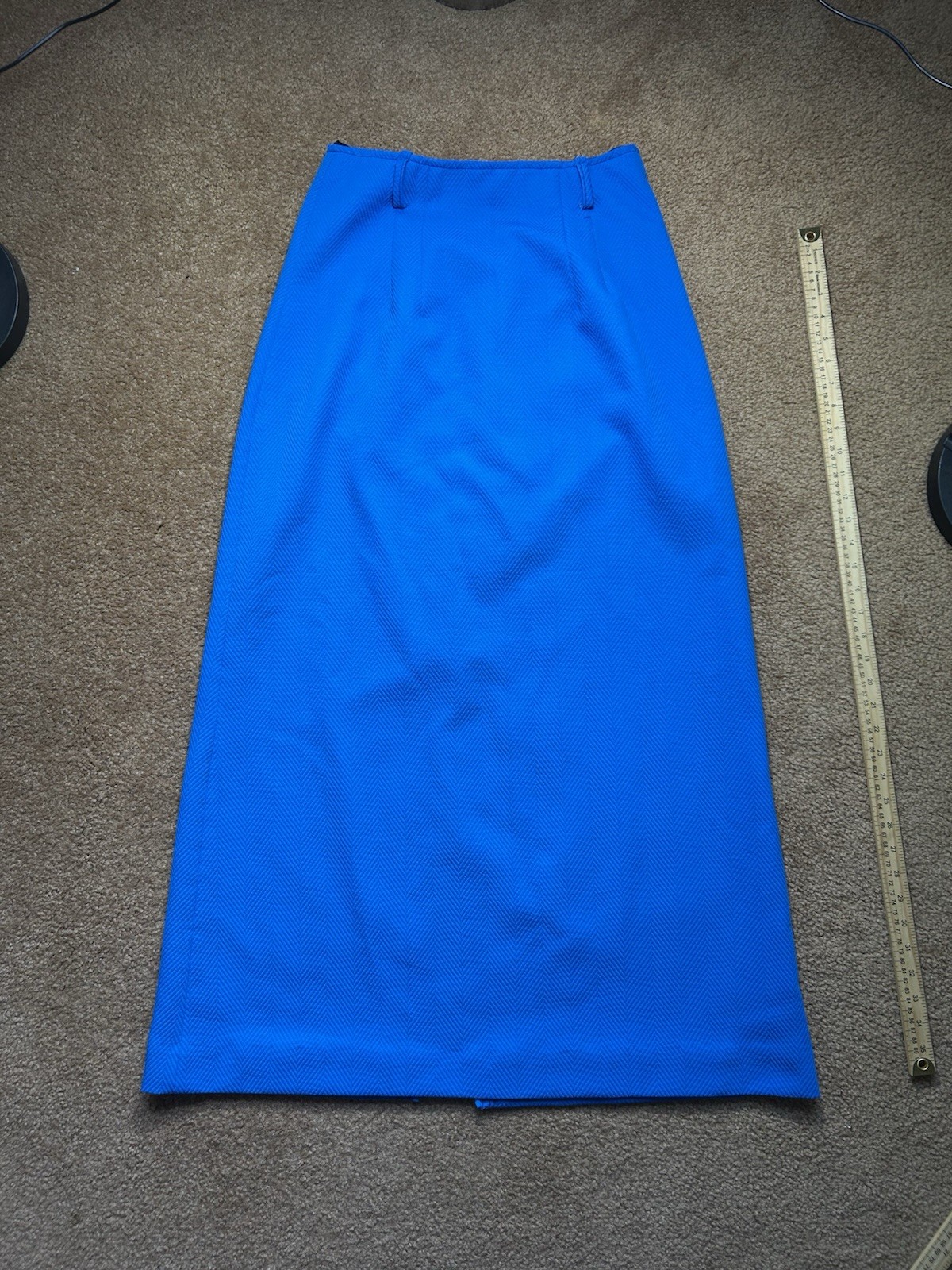 Vintage 1970s Terry Chicago Cobalt Blue Maxi Skirt Talon Zipper Herringbone M/L?