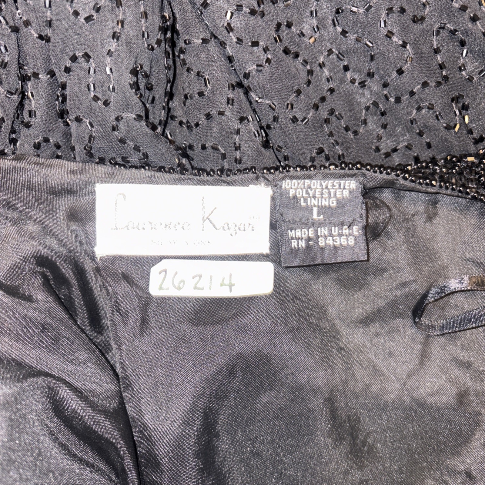 Laurence Kazar Jacket L black fully Beaded Party Mother Cocktail Formal vtg blac