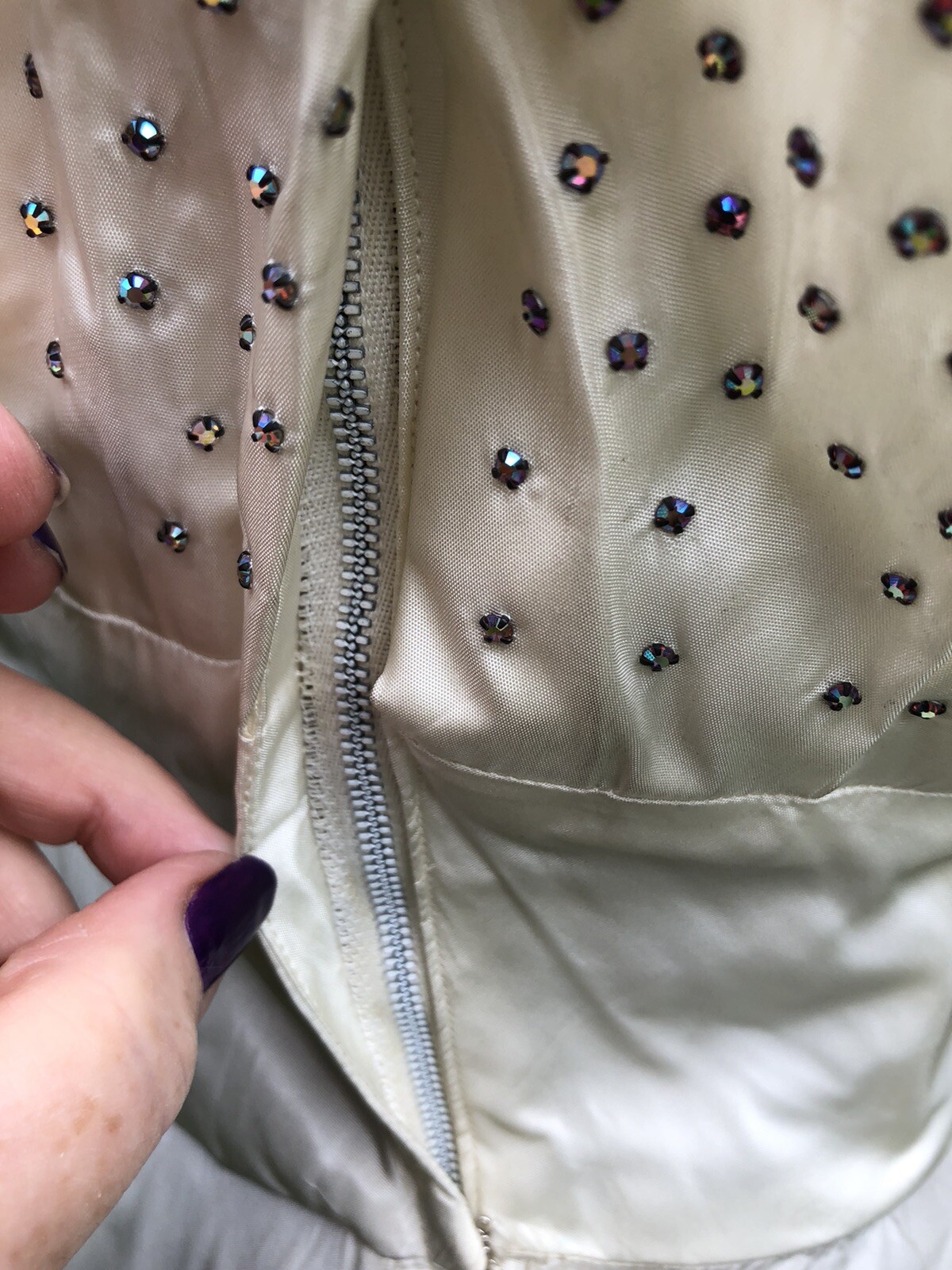 Vintage 1940’s 1950’s Strappy Aurora Borealis Rhinestone Cocktail DRESS 31-22-52