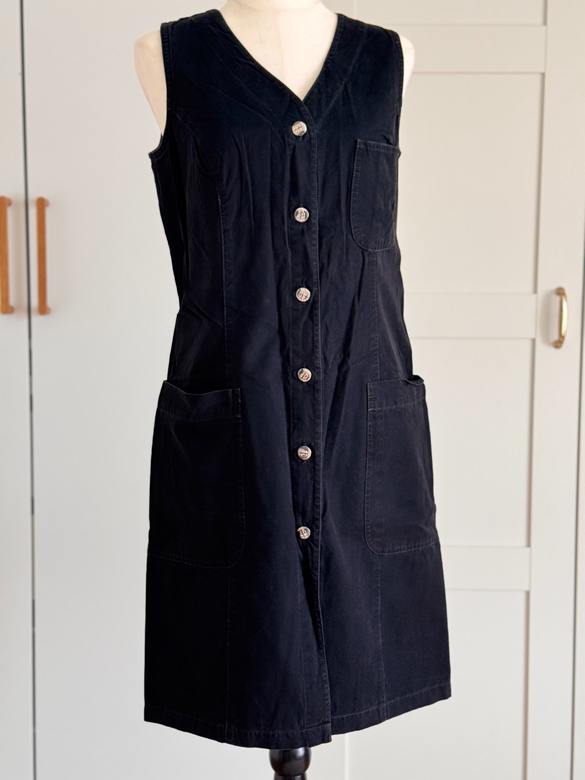 Vintage denim dress 90s retro denim dress black 90s shirt dress dungaree dress