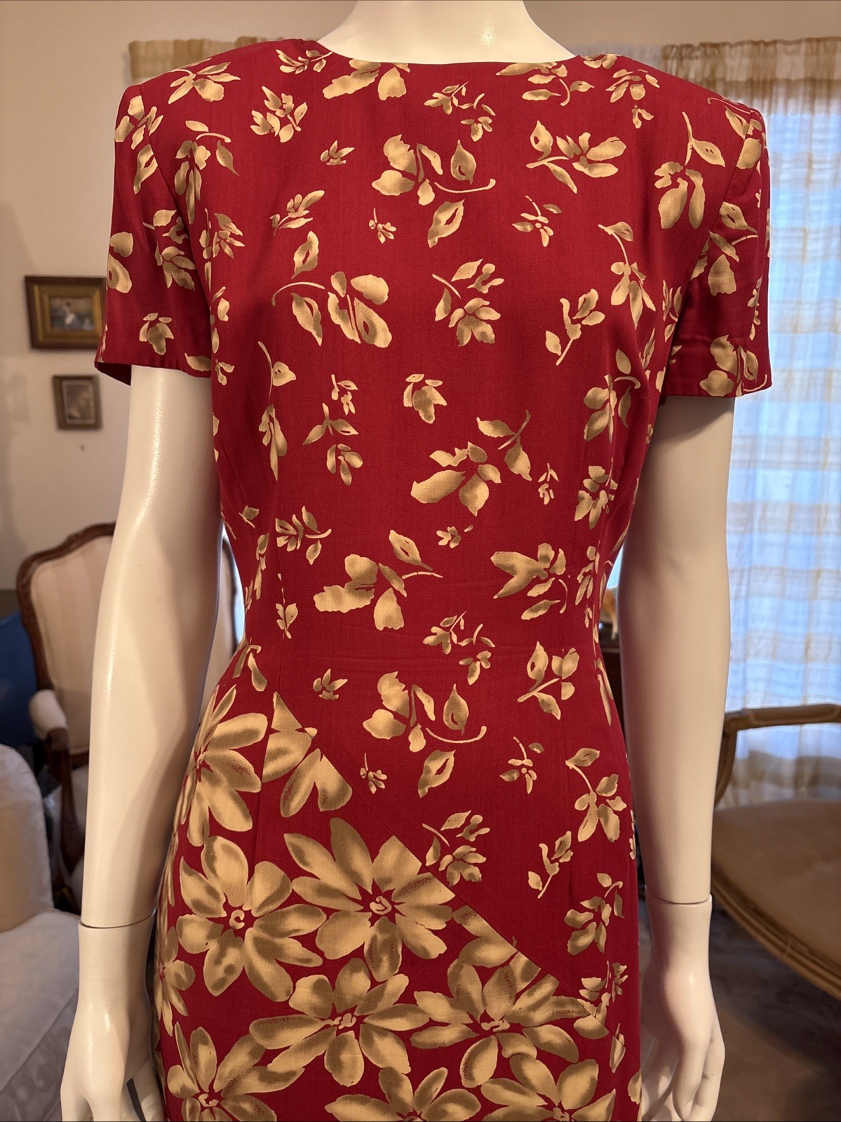 Vtg Donna Morgan Floral Maxi Dress Red With Flower Pattern Sz 4 Beautiful