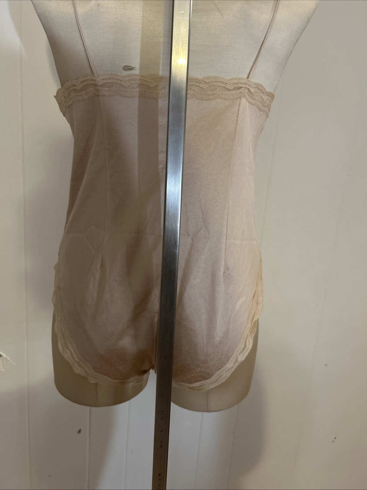 Vintage Designer Givenchy Light Nude Tan Lace Trim, Bodysuit Teddy Small