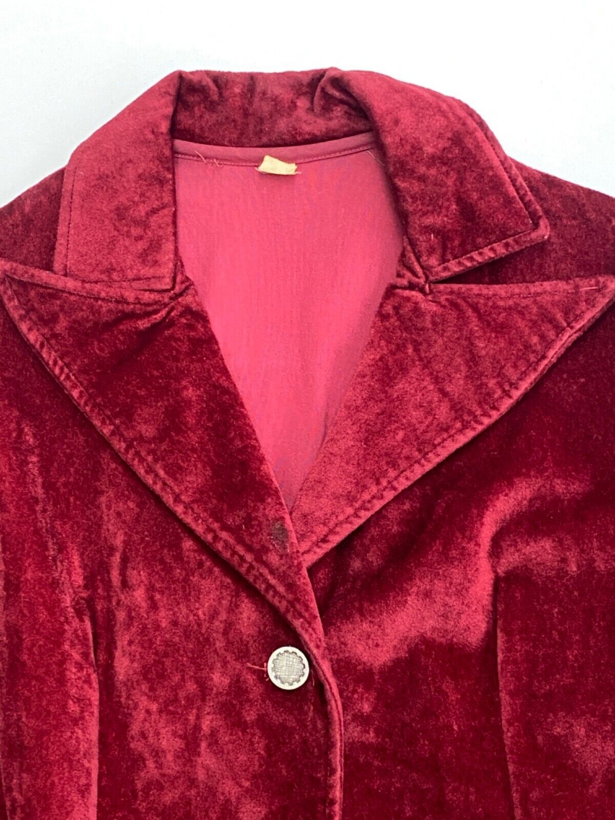 Vintage 1970s red velour jacket blazer, dark velvet velveteen goth S