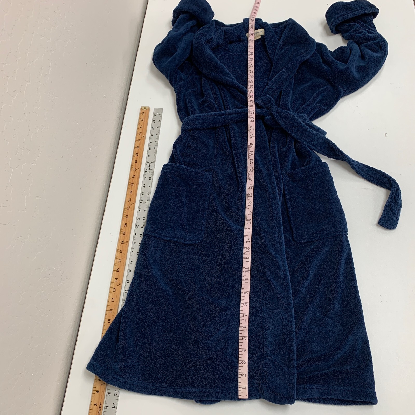Tommy Bahama Robe Adult S/M Small Medium Navy Fleece Soft Belted Long Bathrobe