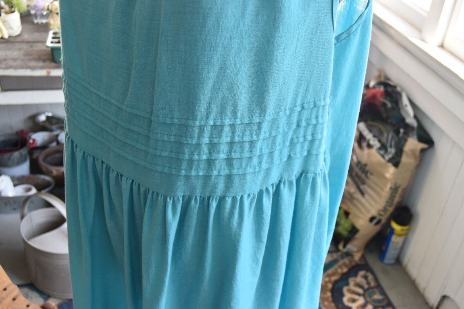 Vintage 90s Anne Leslie Plus Tiered Prairie Dress Made in USA Blue Size 1X