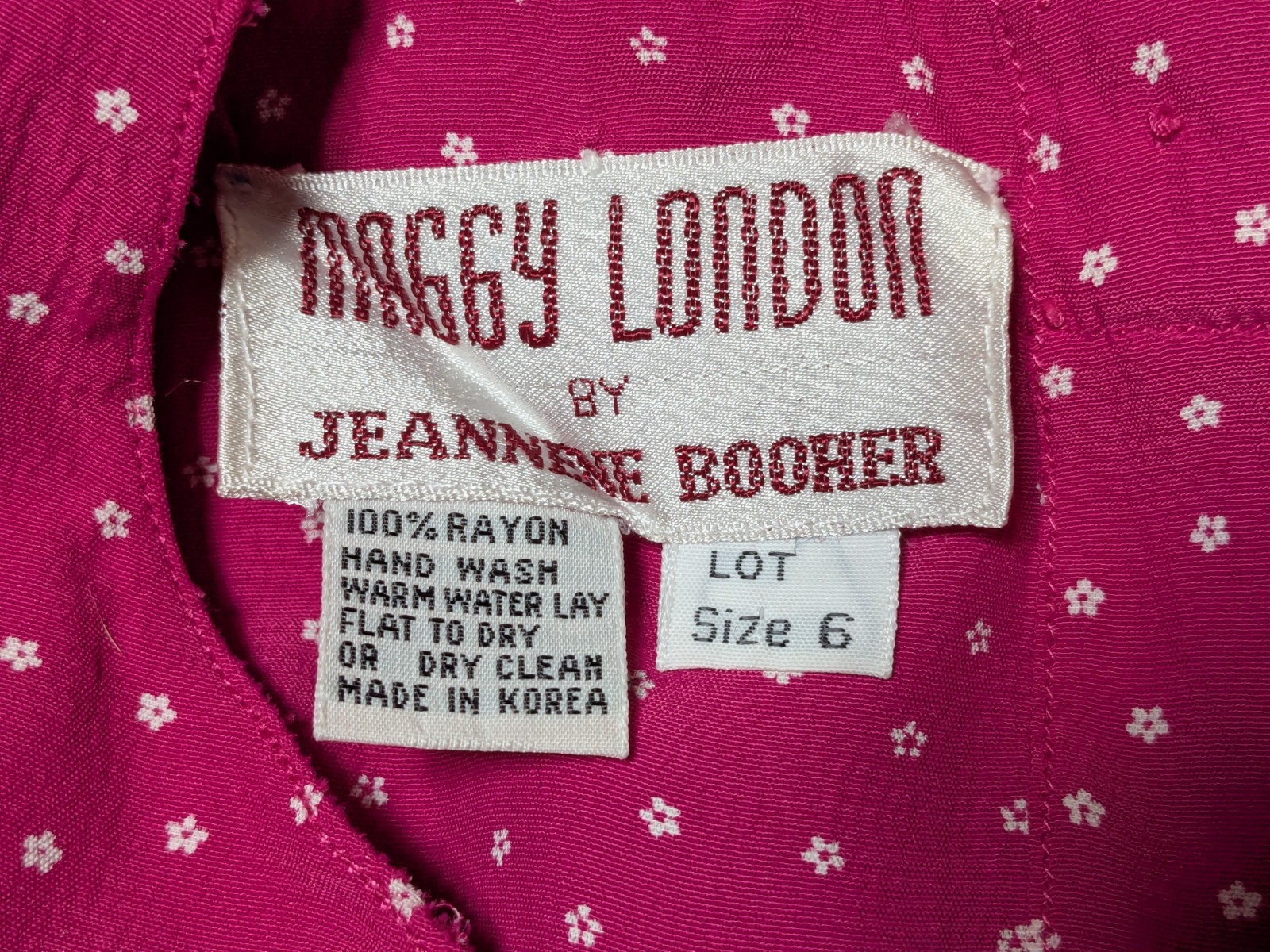 VTG 80s MAGGY LONDON BY JEANNENE BOOHER Pink Floral Polka Dot Dress – Women 6