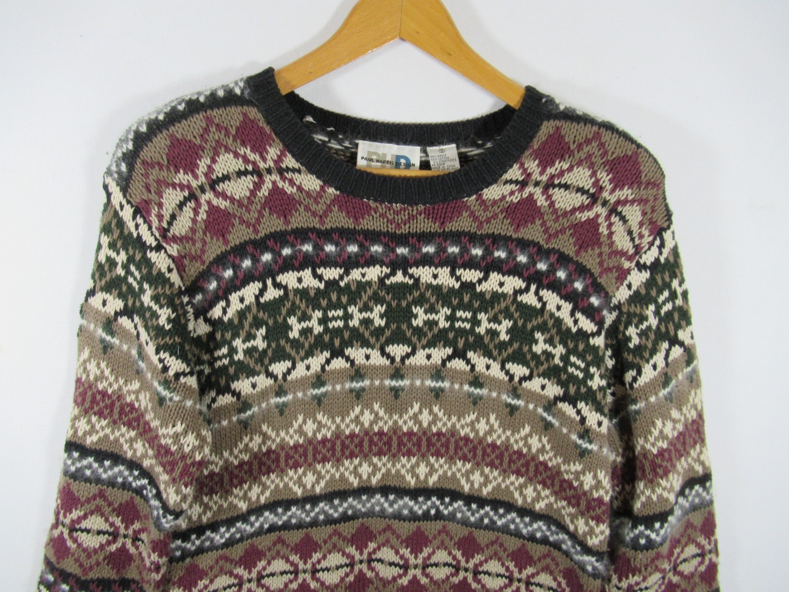 Vintage 80s 90s Oversized Pullover Sweater Women Small Shoulder Pads Paul Harris