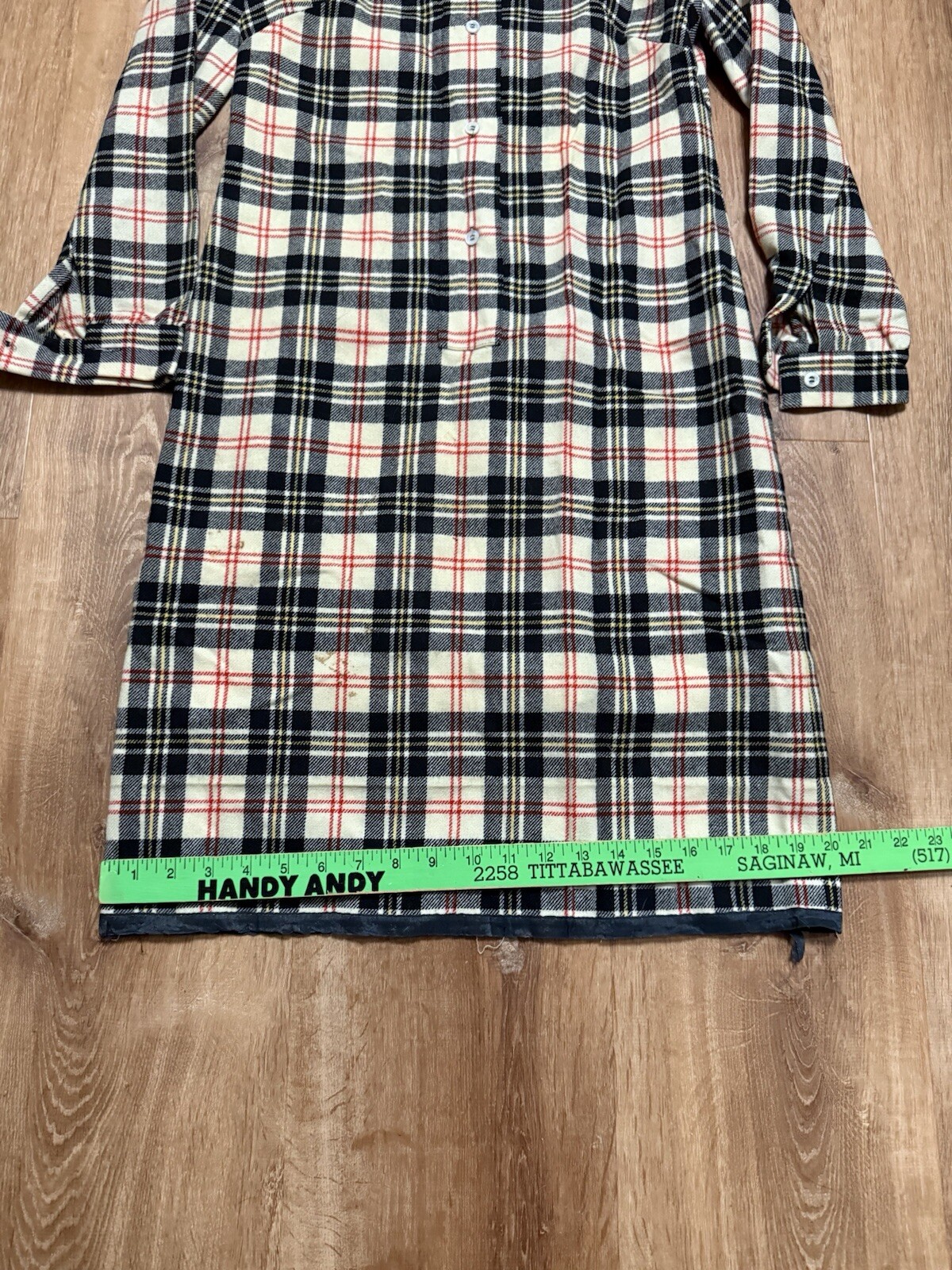 Vintage 1960s 70s Pendleton Dress Shift Pointed Collar Plaid Tartan Red Black