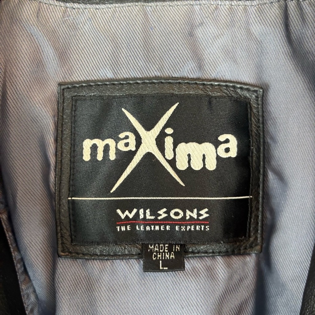 Vintage Maxima Black Leather Jacket Classic Style Hip 2 Pockets Length size L