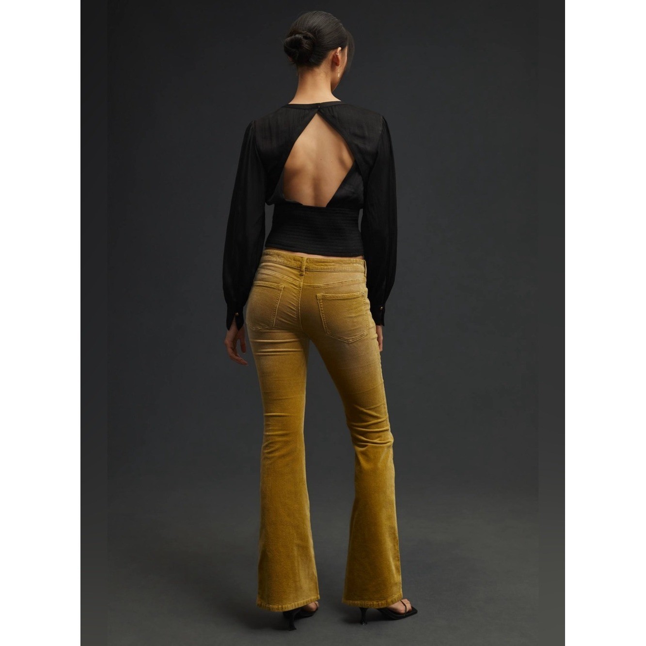 Anthropologie Pilcro Icon Corduroy Flare Jeans Large Rounded Front Pockets 29