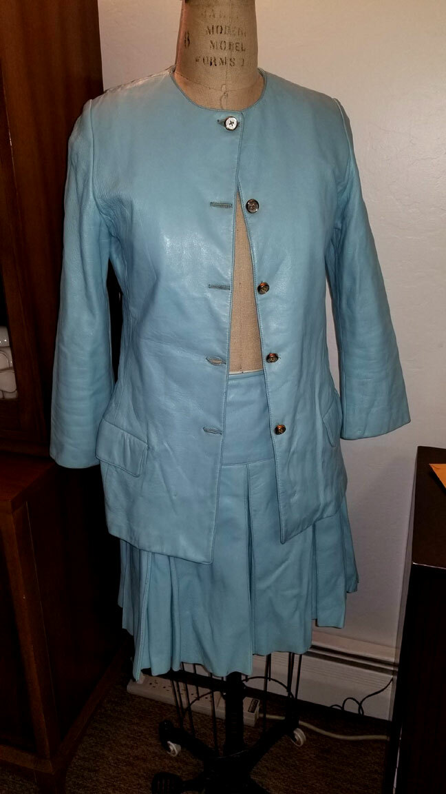 R-a-r-e 1960’s BONNIE CASHIN (Original Coach Designer) Leather MINI SKIRT SUIT