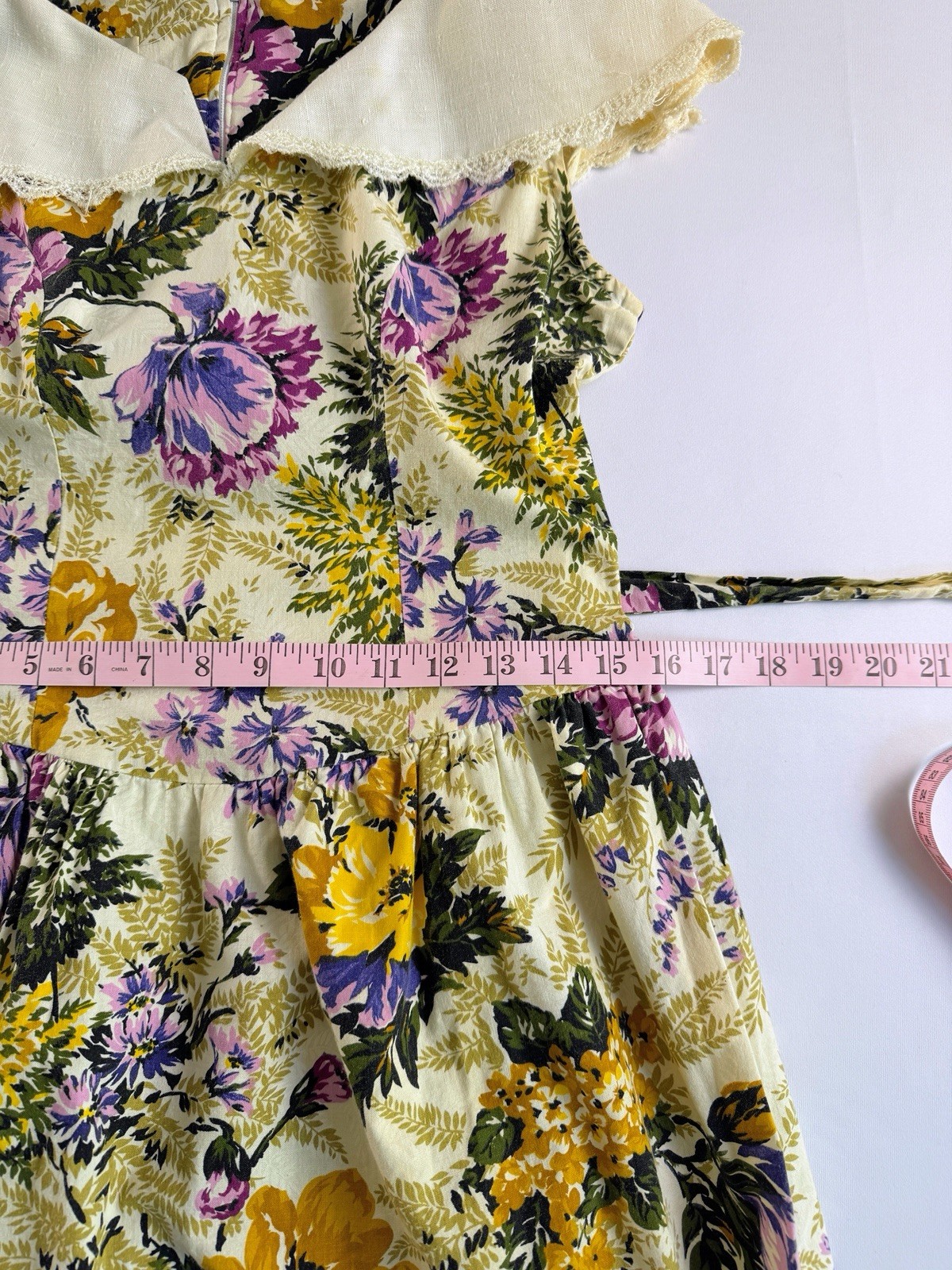 Vintage Floral Sleeveless Cottagecore Dress 8P Midi Lace Tea Party Romance