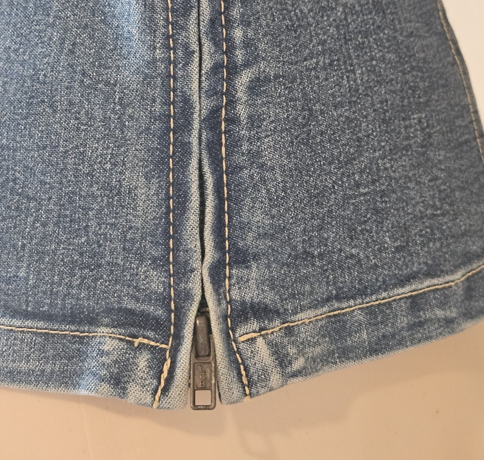 Vintage Y2K Denim Halter Top Side Brass Zipper European Size 38 Boho Western