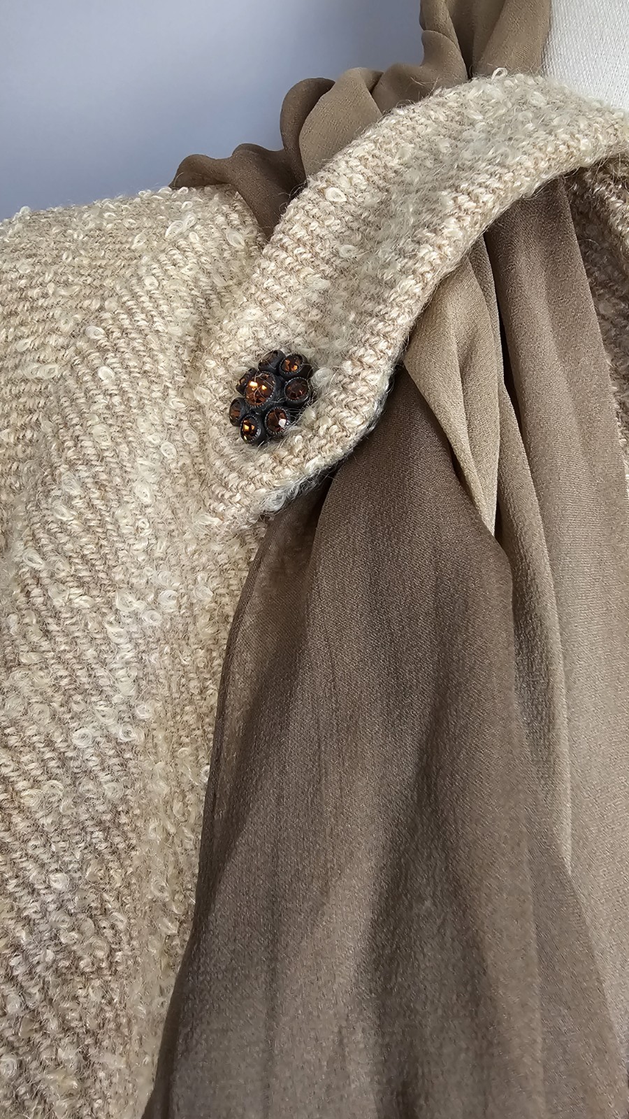 Vintage Higgins Hudson’s Woodward Shops Boucle Coat Womens Beige Swing Coat…
