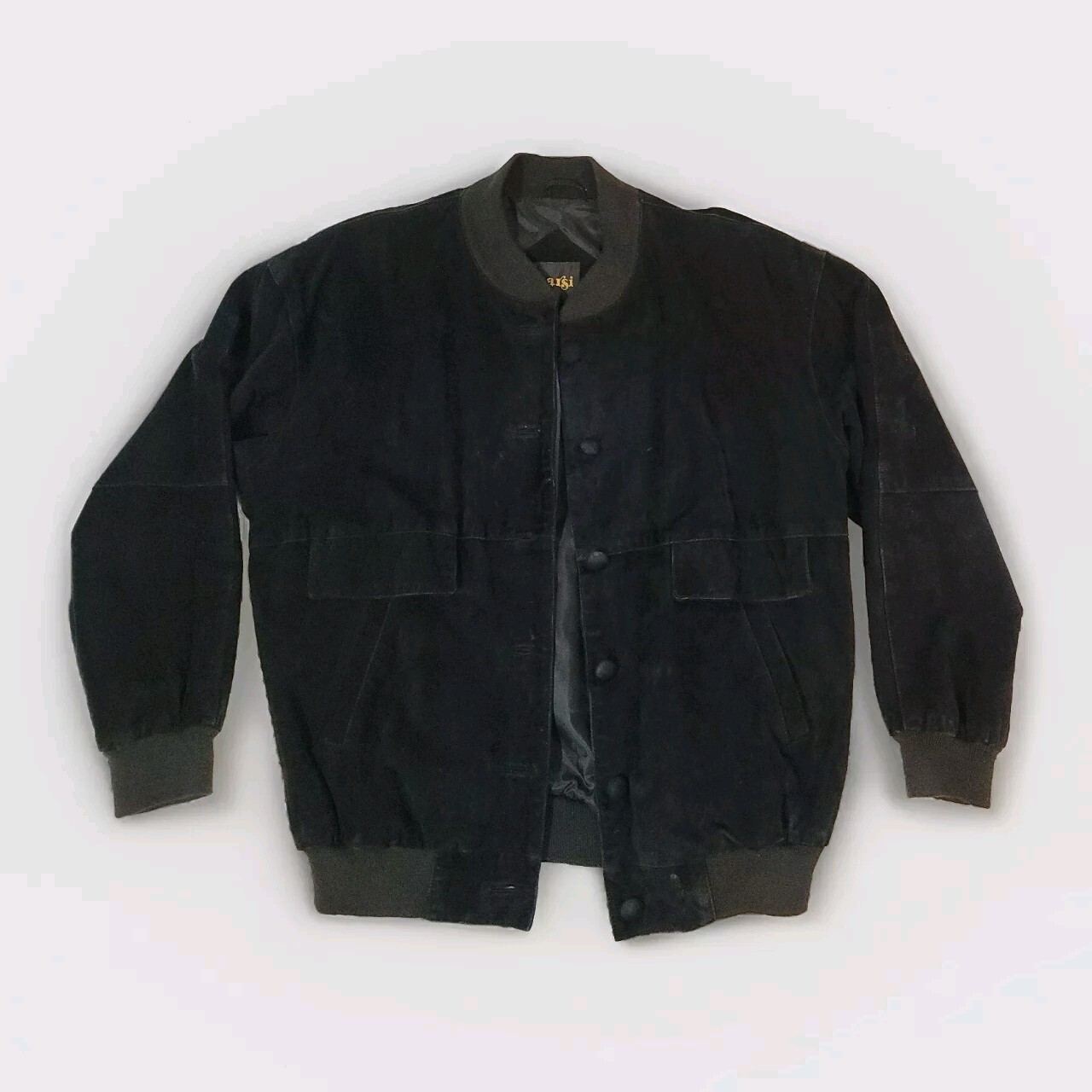 Learsi Sz Small Black Suede Leather Jacket Shoulder Pads Lined