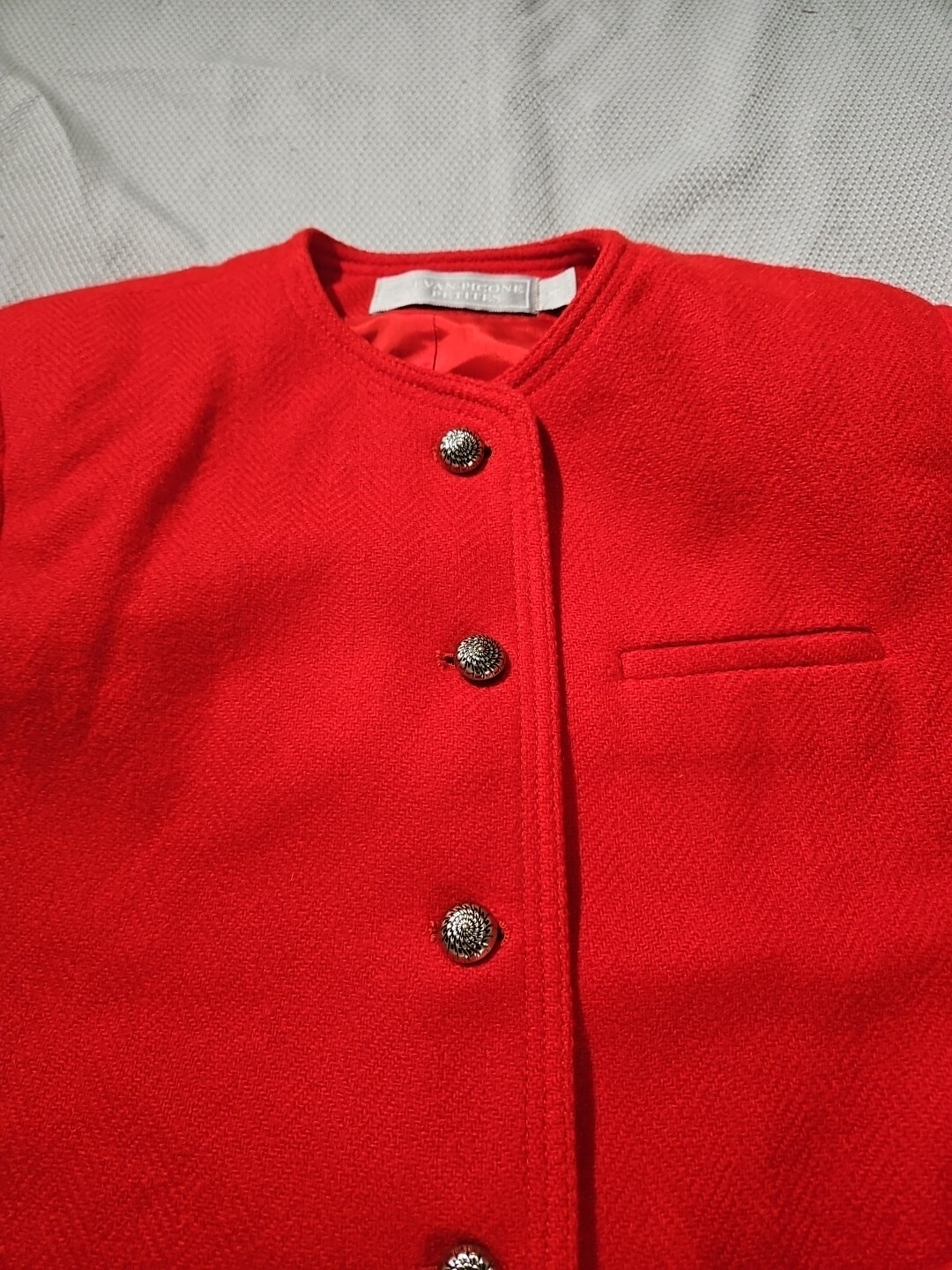 Evan Picone Jacket Womens Size 4 Red Vintage Wool Jacket Metal Button Capsule