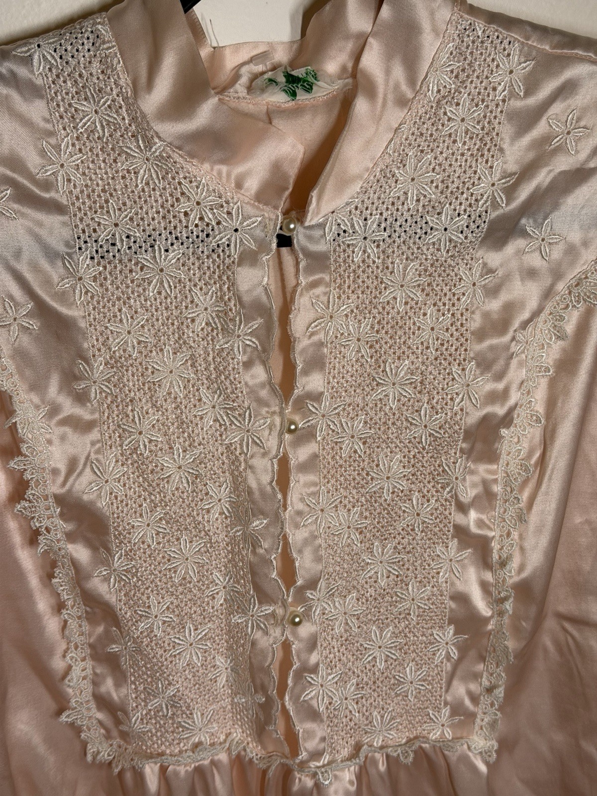 Vintage Juli of Slumbertogs Pink Satin Lace Nightgown Size Large Cottage Core