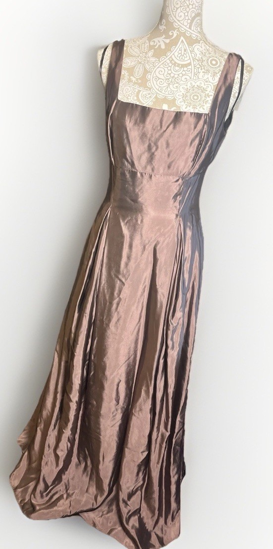 Vintage 1990s Y2K DRESS Metallic Rose Gold Formal Prom Gown Party All That Jazz