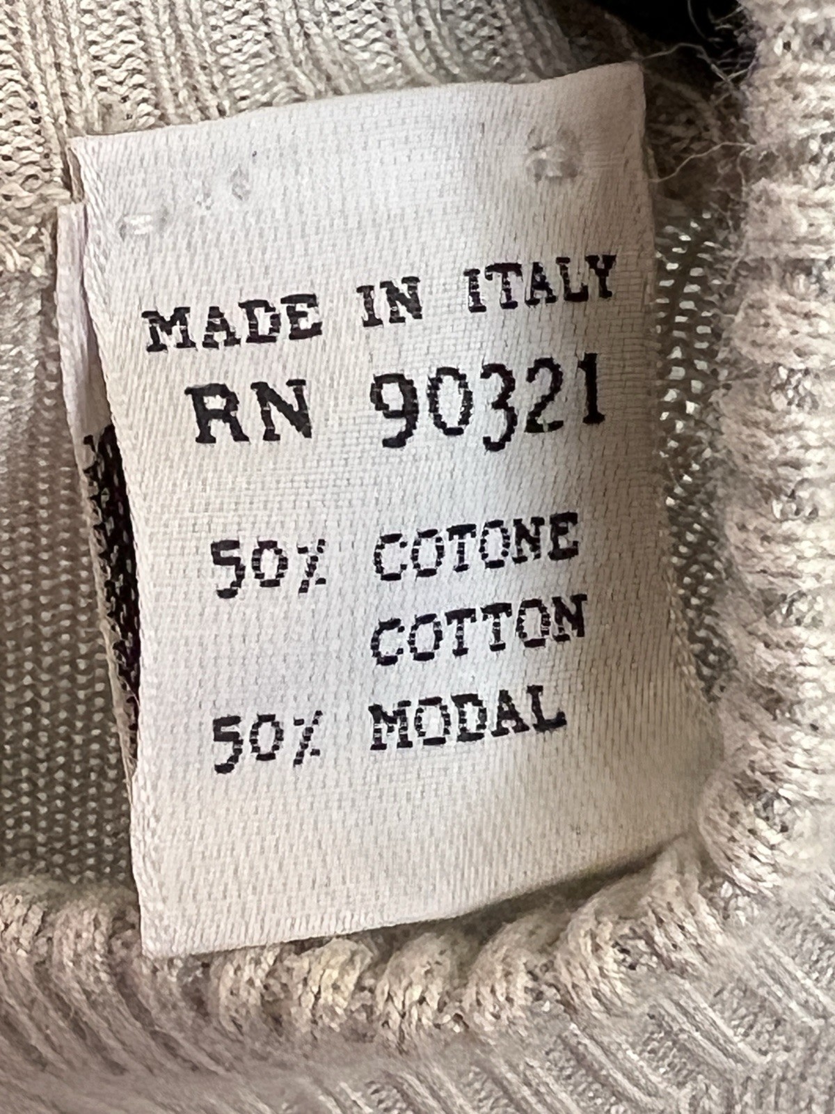 Marcello Vintage Sweater Small Beige Cotton Modal Mock Neck Knit Made in Italy