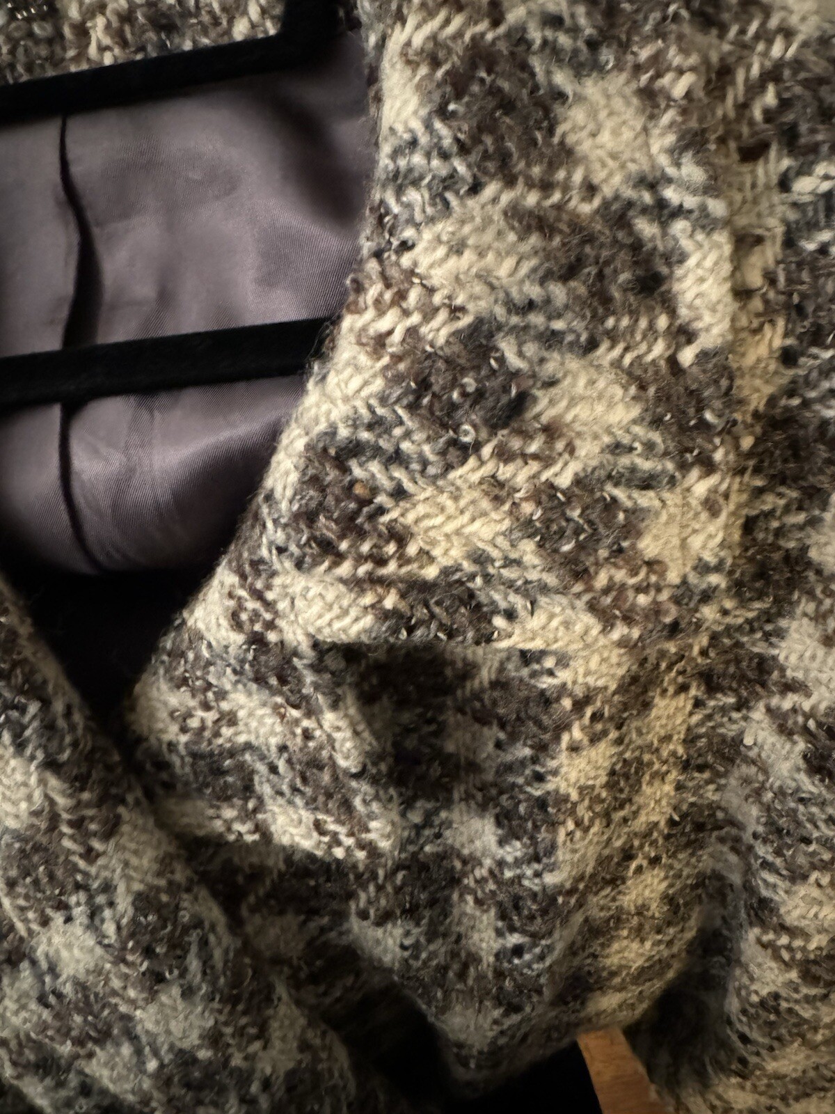 Cool Vintage Women’s Wool Coat – Cream, Black & Taupe Button