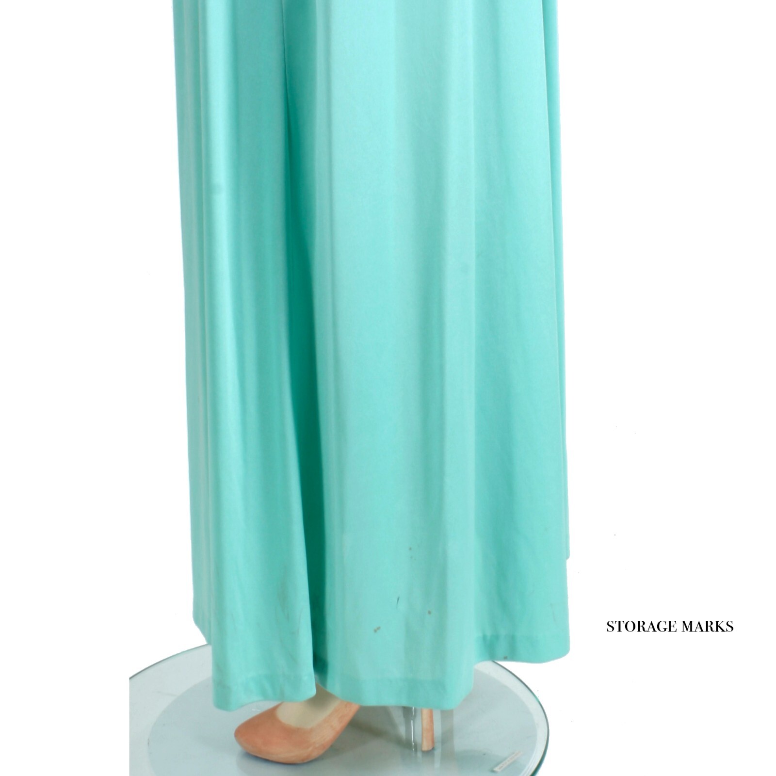 M Vintage 1970s Mint Green Aqua Silky Casual Sleeveless Maxi Dress 70s