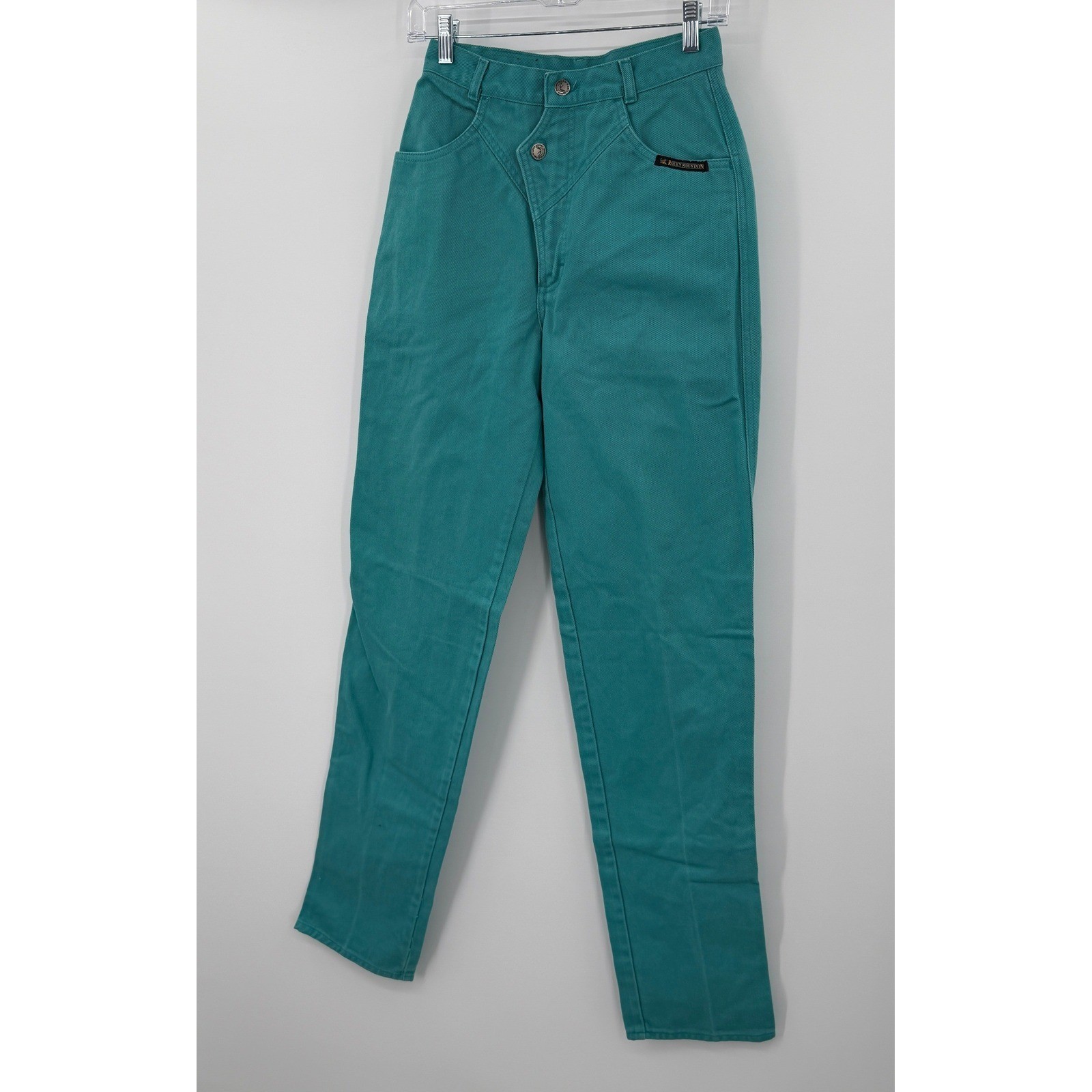 Vintage Rocky Mountain Jeans Teal Green High Waist Western Tapered 28/7 Made USA