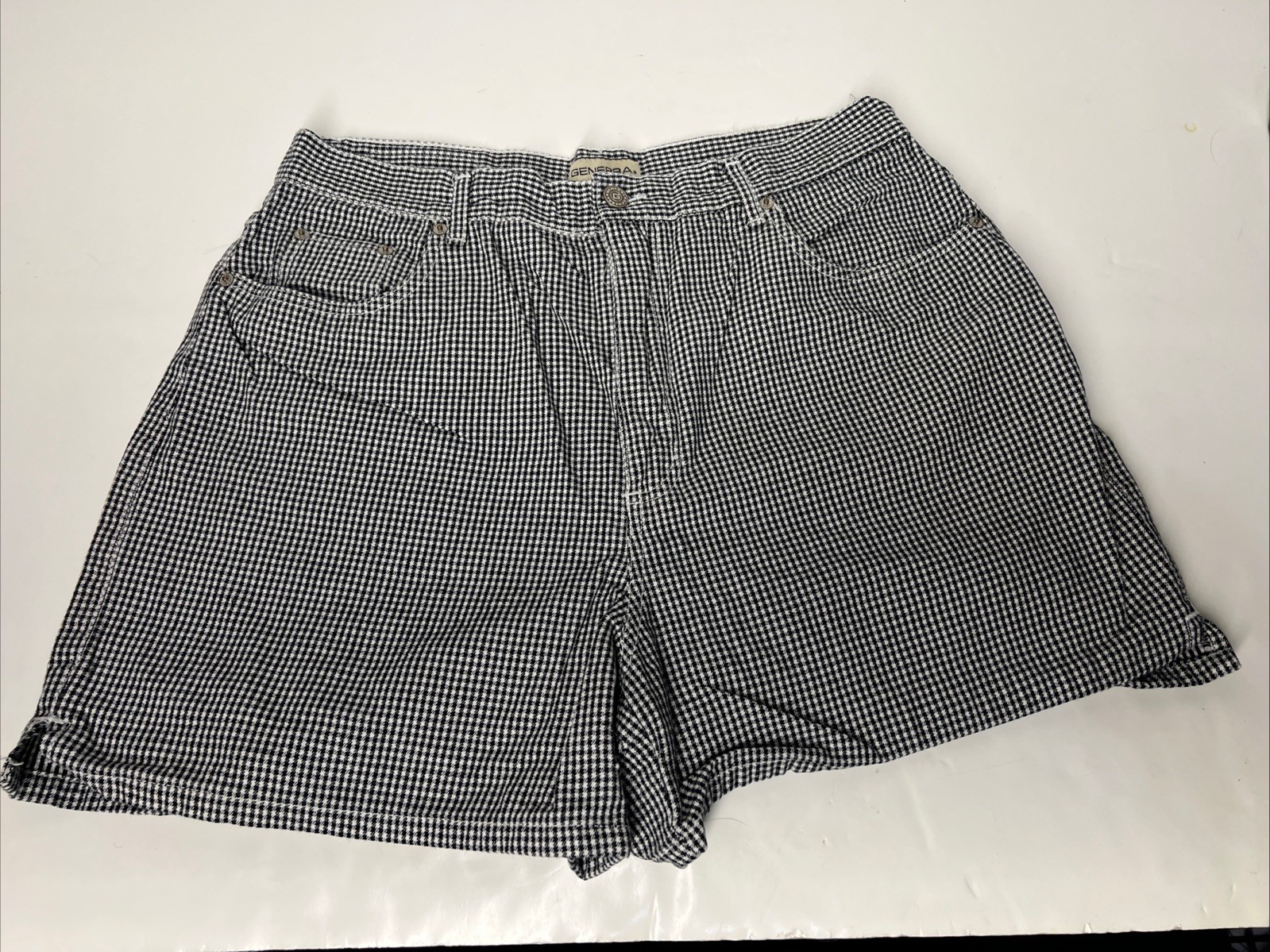 Vintage Generra Shorts 90’s Womens High Waisted Sz 14 black/white checkered