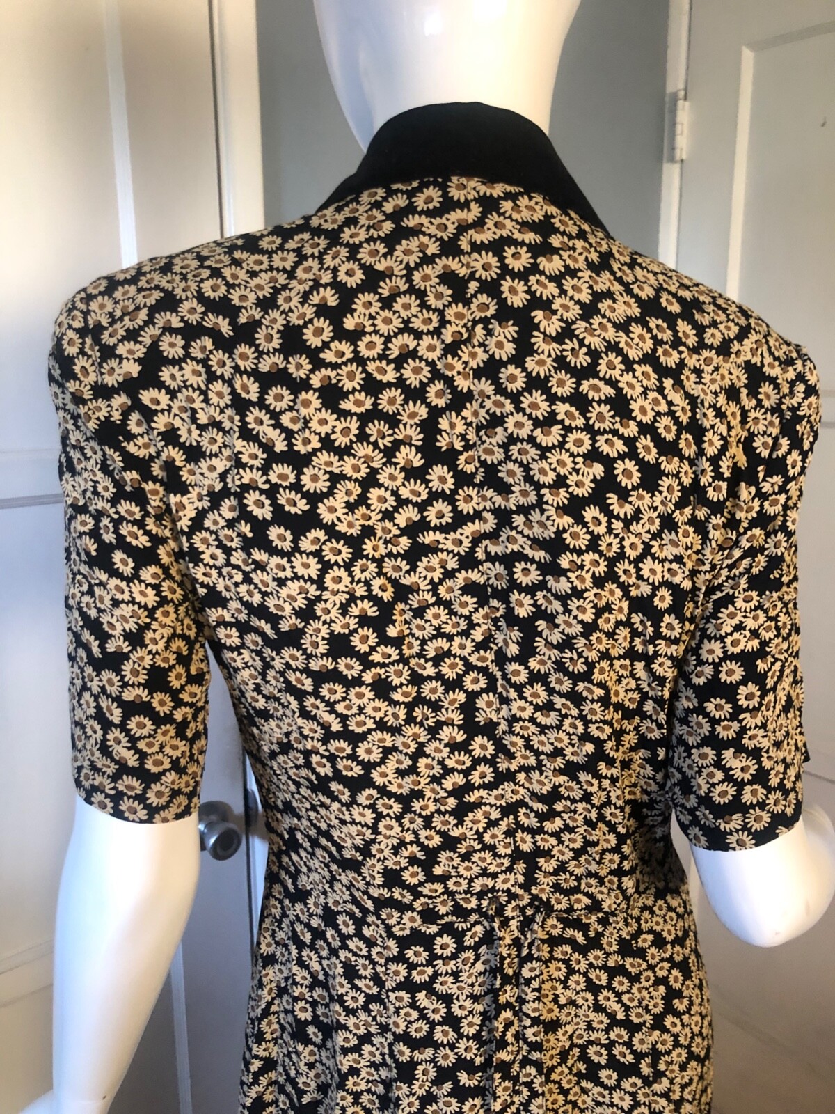 Vtg 90s 30s KAREN ALEXANDER Dress 4 S M Midi Rayon Mini DAISY FLORAL Cottagecore