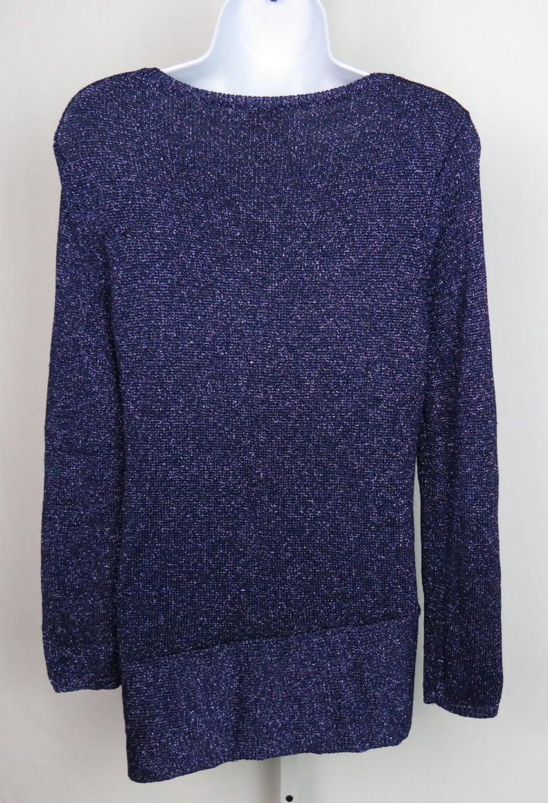 VTG CHICO’S PURPLE STRETCH TOP WITH SILVER METALLIC SPARKLING THREAD SIZE 1