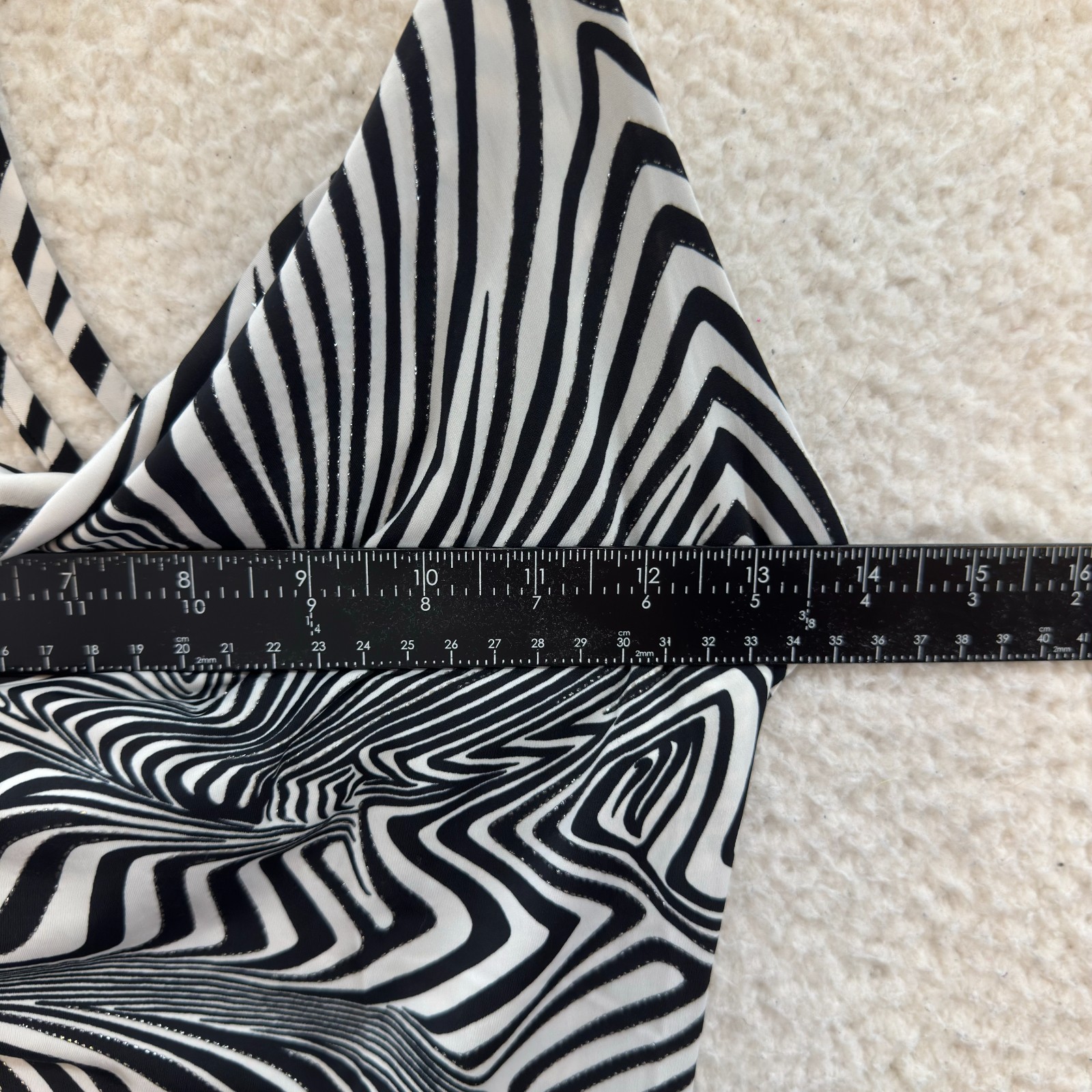 90s Y2K Vintage Top XS Small Black White Pattern Halter Cyber Fairy Rave Club