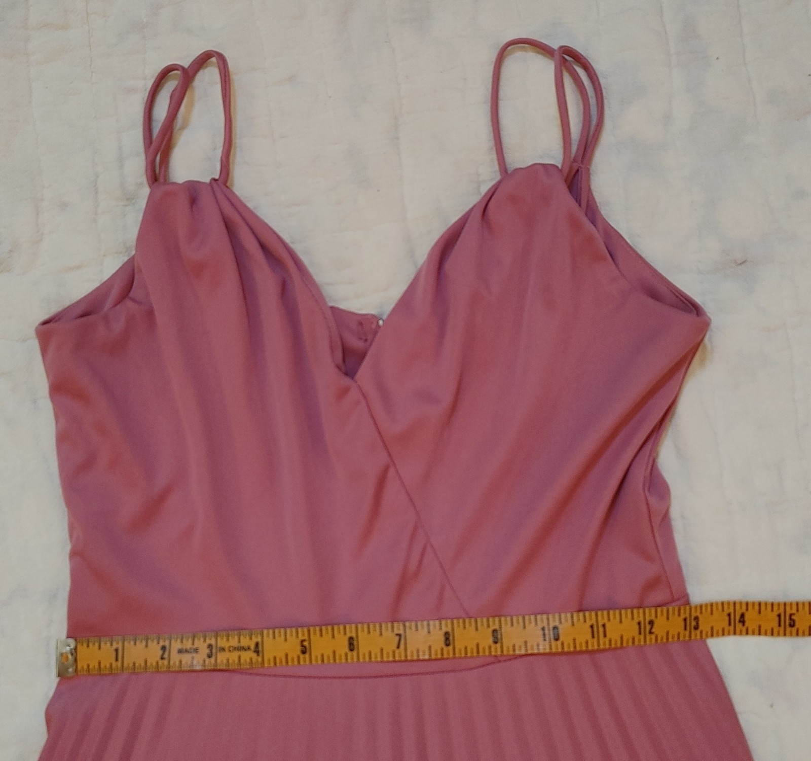 Vintage 70s Disco Dress Pink Rose Pleated Maxi Formal Bridesmaid Clark Zipper