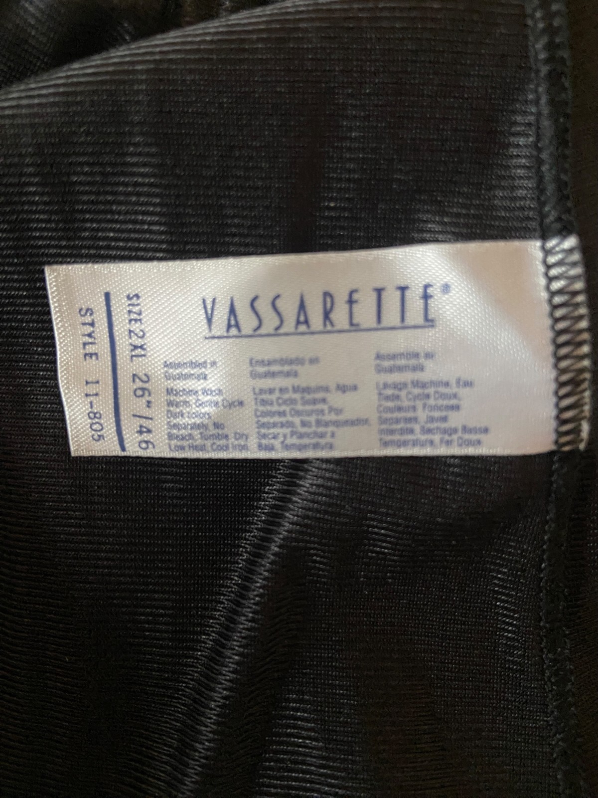 Vintage Vassarette Black Half Slip Size 2XL 26″/ 46 Style 11-805