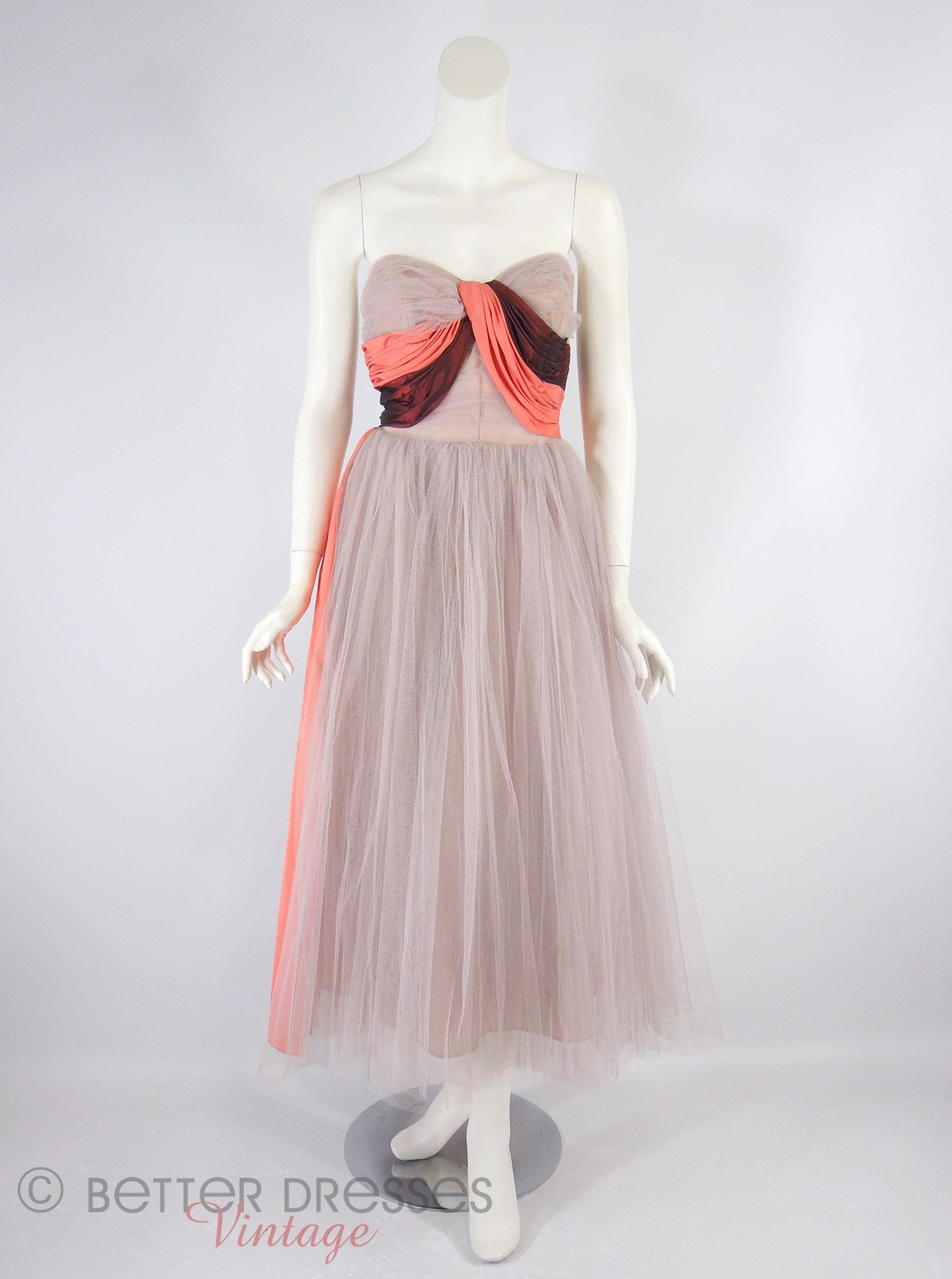 Vintage 40s 50s Tulle and Taffeta Ball Gown – sm