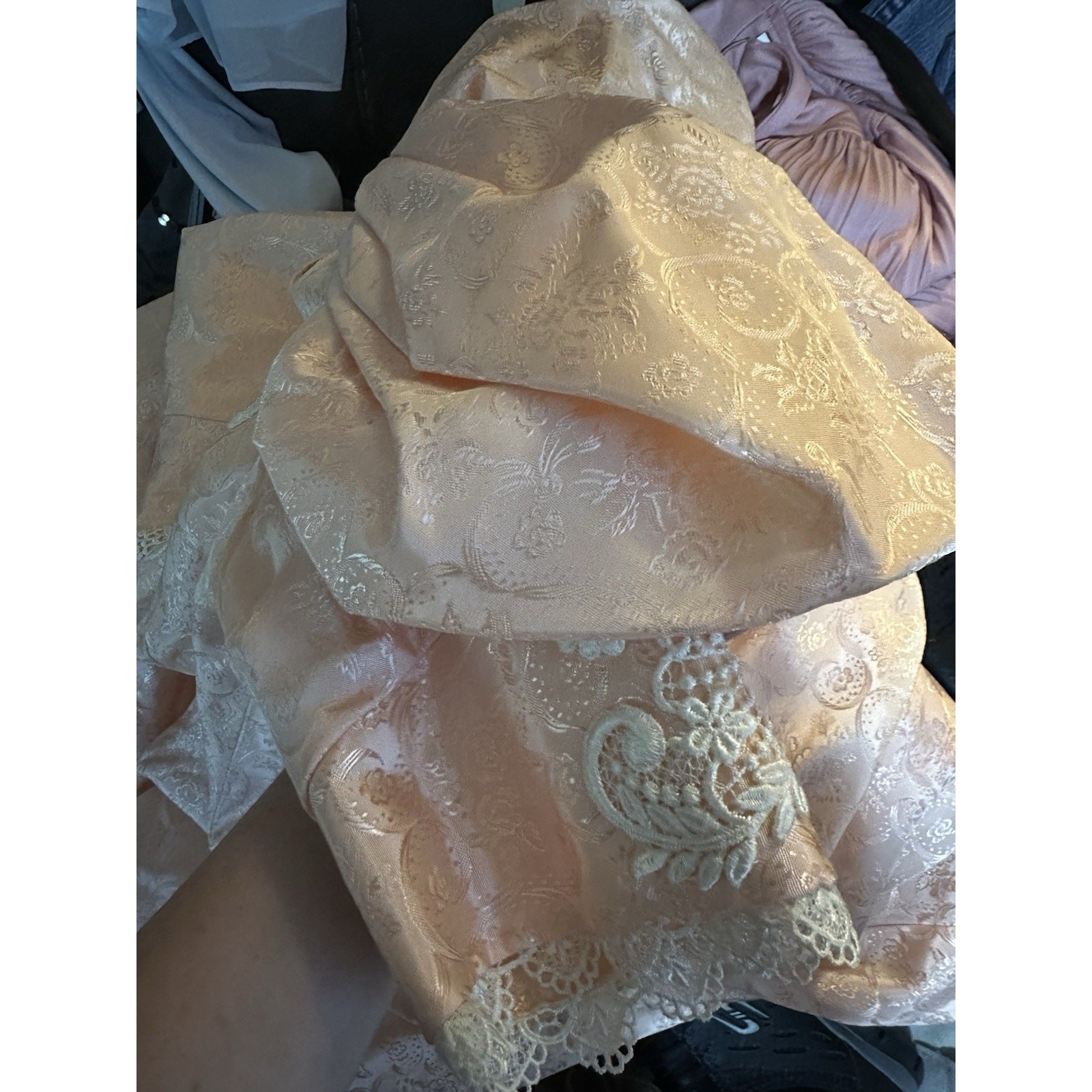 Vtg Women’s Prairie Cottagecore Little Bo Peep Dress Pink Lace puffy sleeves