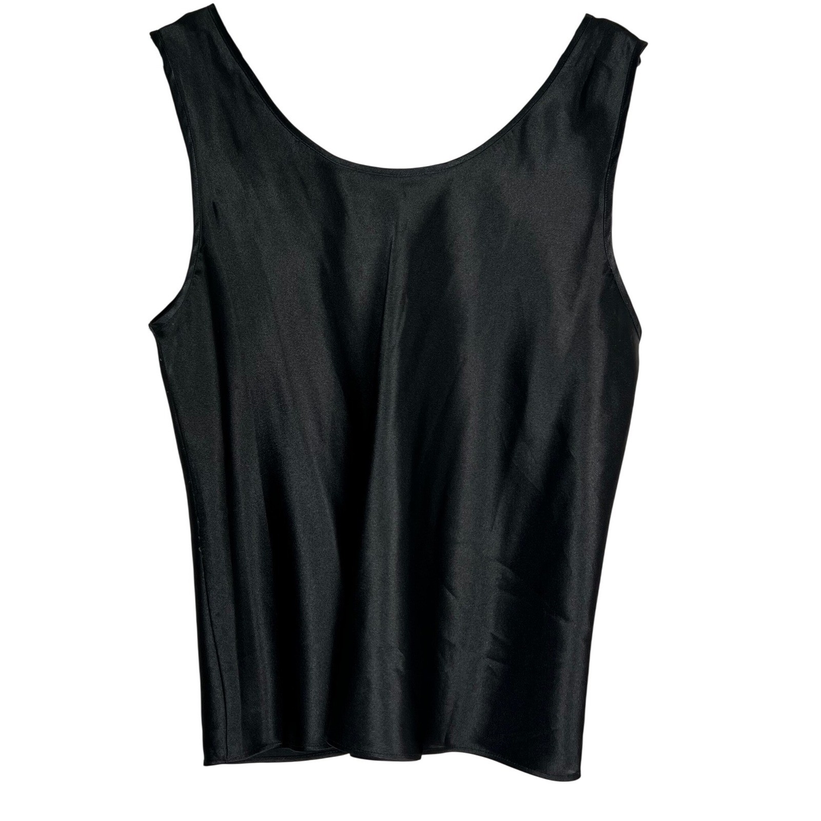Secret Treasures Black Satin Cami Tank Top 1XL Scoop Neck Sleeveless Womens