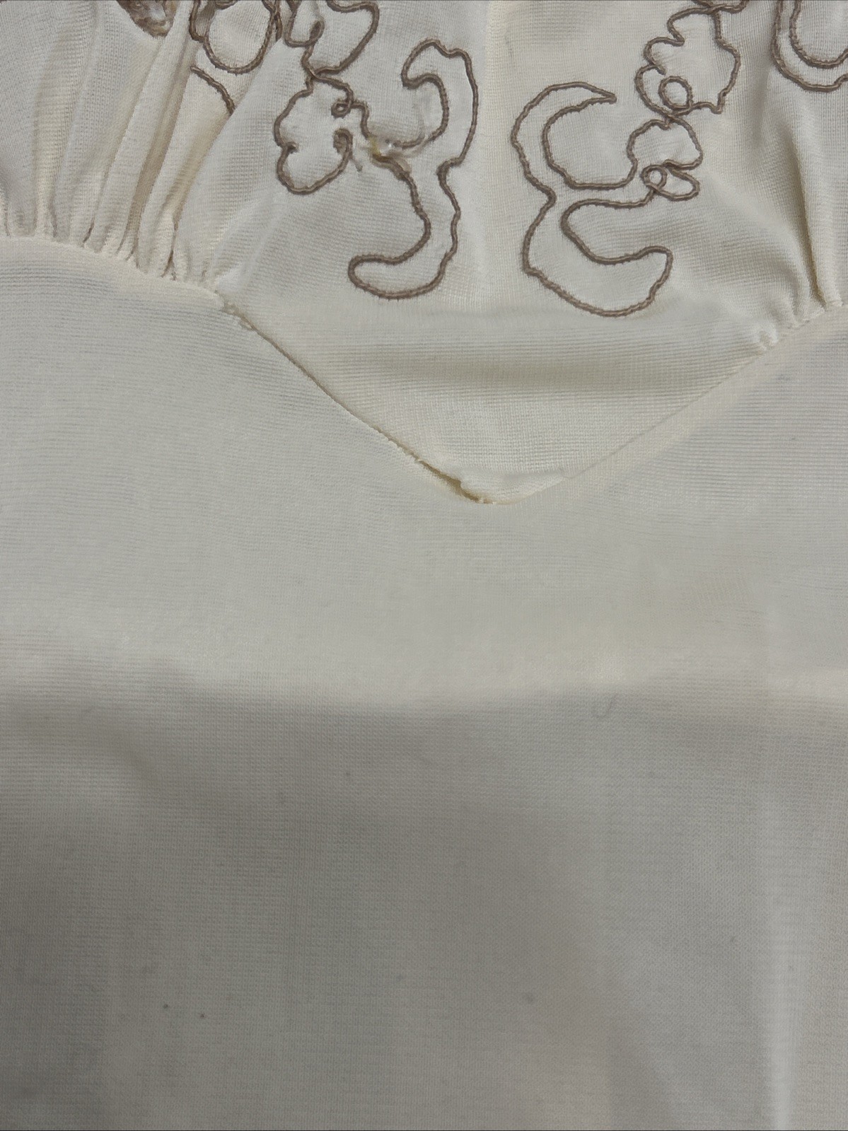Vintage Top Form Slip Dress Nightie Cream Tan Lace Sz 34 Embroidered S3