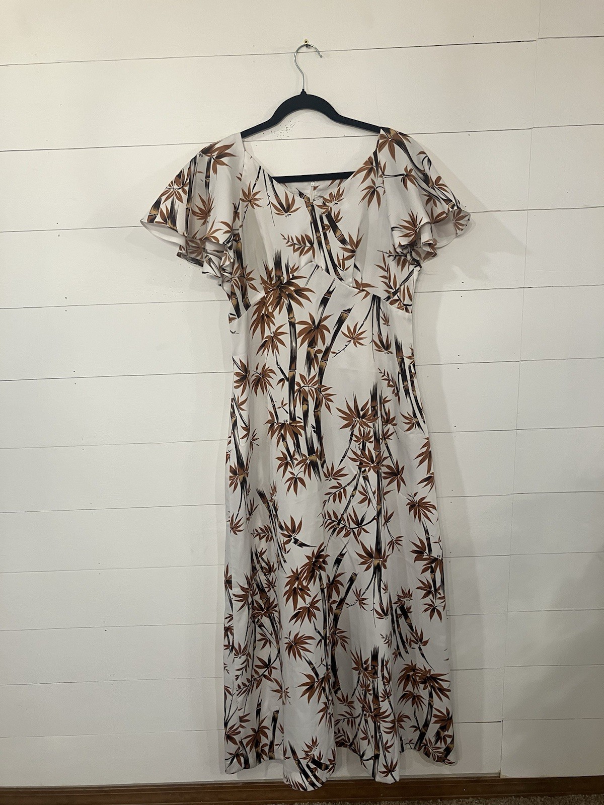 Vintage 70’s Royal Palm Hawaii White Palm Trees Women’s Hawaiian Maxi Dress L