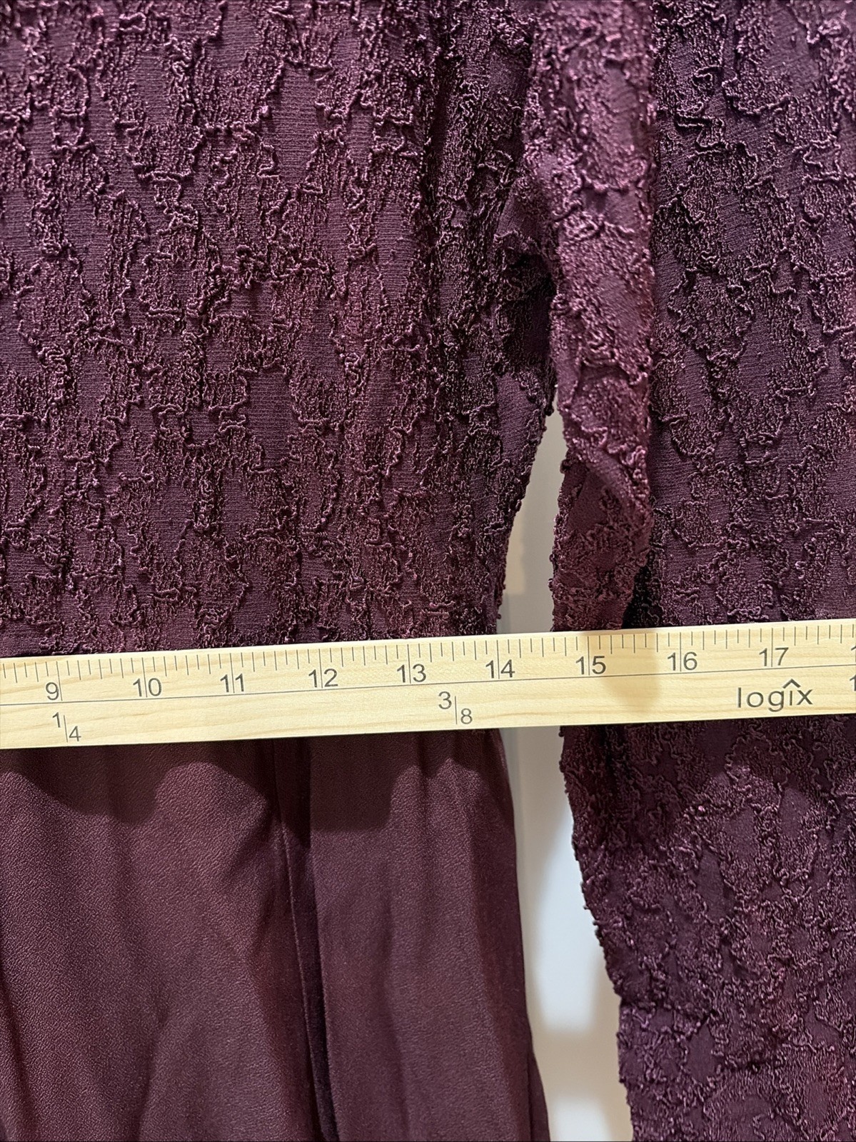 VTG NWT Margot Lea Dress Size XL Lace Accents Burgundy Maxi Long Sleeve USA