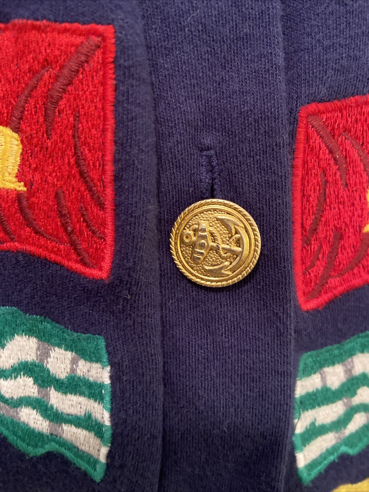 Vintage 80s Cambridge SportsClub Multi Color Womens M Sweater Flags
