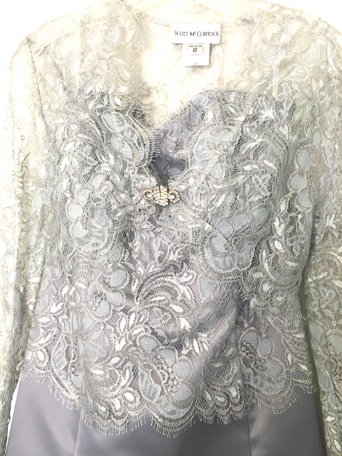 Vintage Scott McClintock size 10 NEW Pale Blue Gray Long Dress + Bolero Jacket