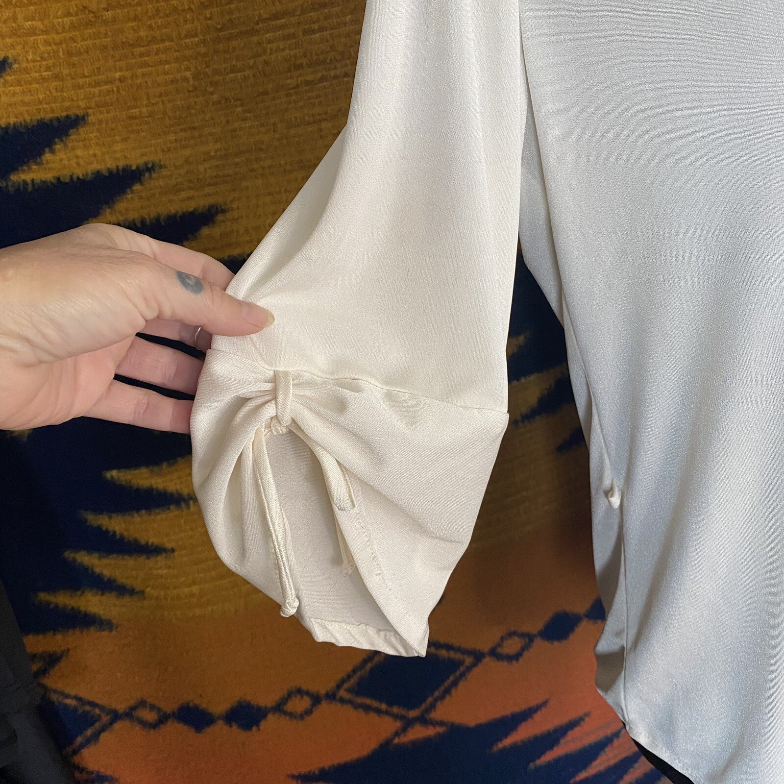 Vintage Topson Downs Of California Bohemian Blouse. Creamy White. Size Large.