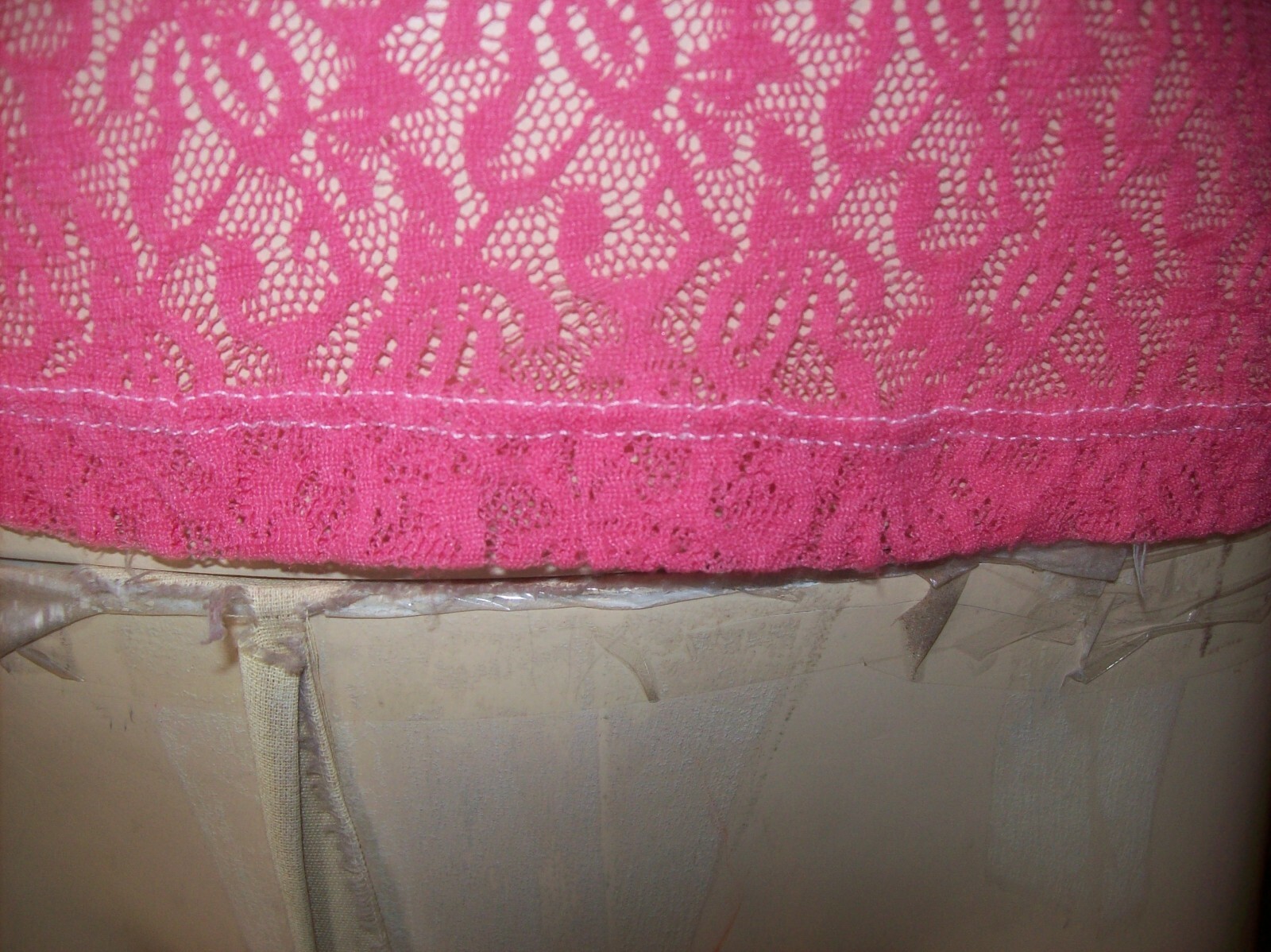 Vintage St.Eve Pink Sheer Knit Lace Shelf Bra Camisole Lingerie M