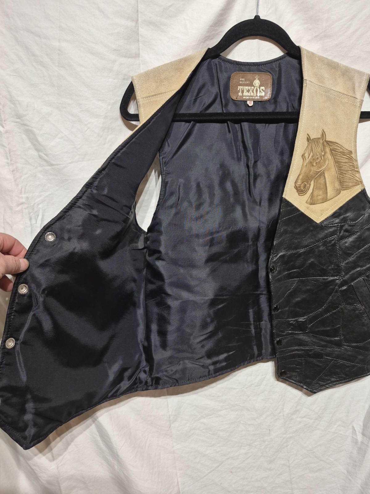 Texas Mexican Leather Horse Vest Leather Hand Tooled On Front & Back COWBOY