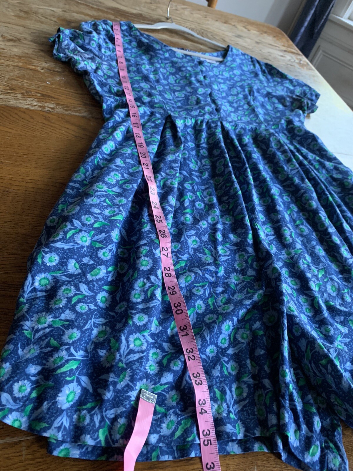 Vintage FADS Jumper Shorts Size 16 One Piece Blue Floral Pattern Pockets Zipper