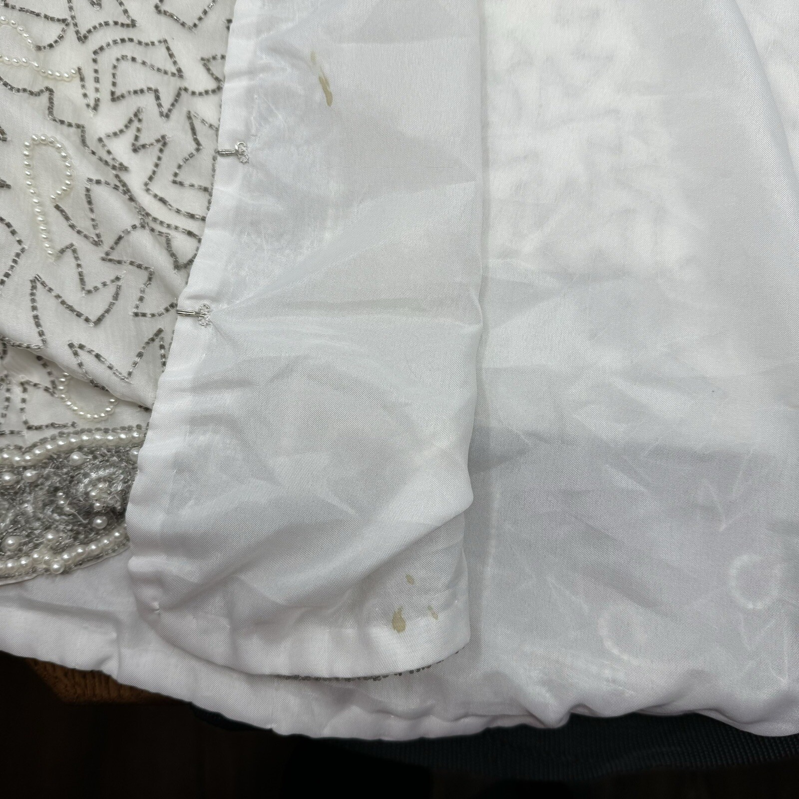 Laurence Kazar New York Vintage Beaded Pearl White Silk Evening Jacket Cardigan