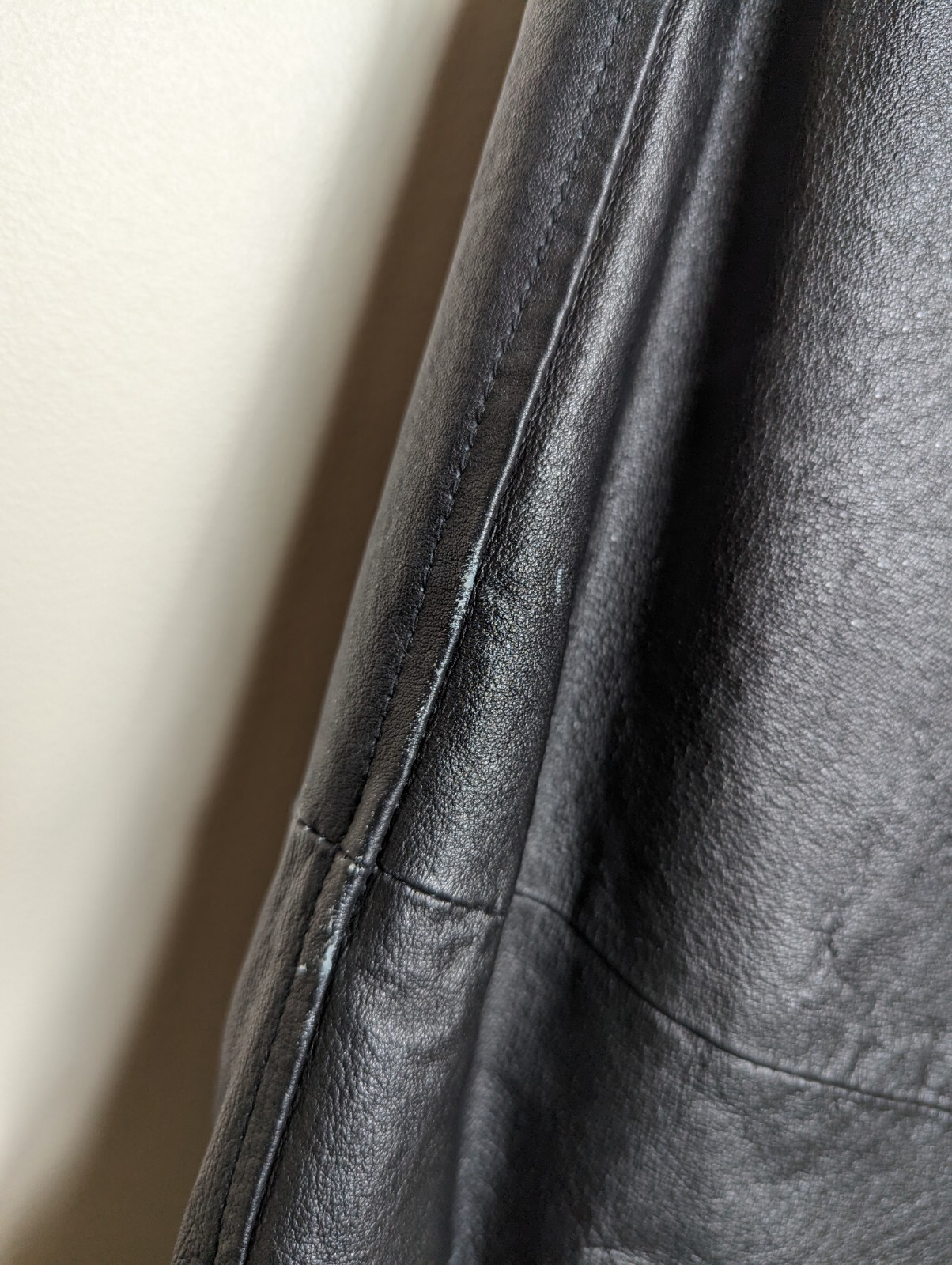 Vintage Black Leather Jacket Size L Salon Studio Haband Button Down Mid Length
